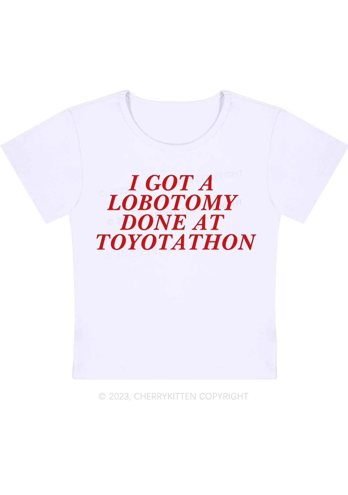 Lobotomy At Toyotathon Y2K Baby Tee Cherrykitten - Image 4