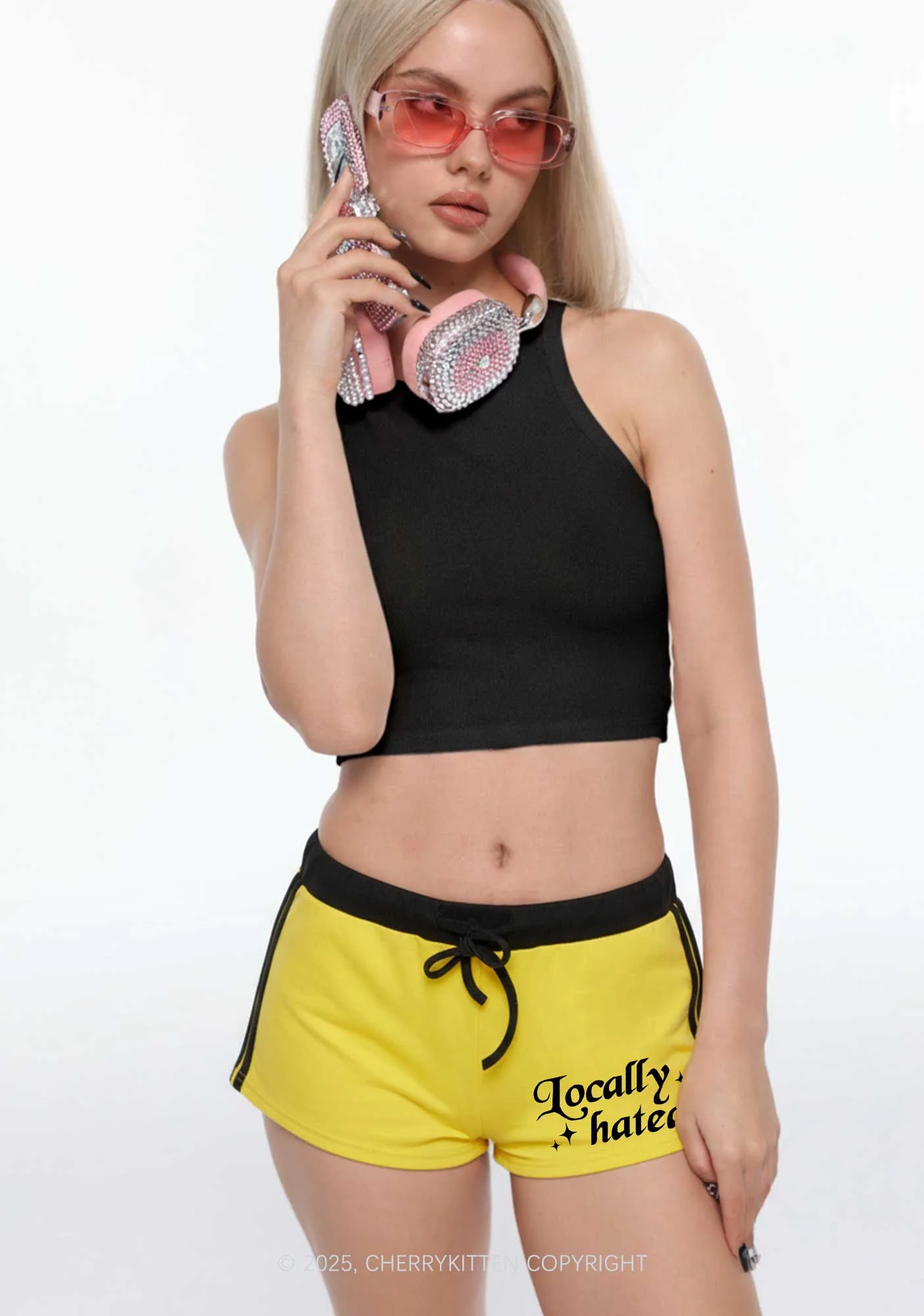 Locally Hated Y2K Drawstring Mini Shorts Cherrykitten - Image 2
