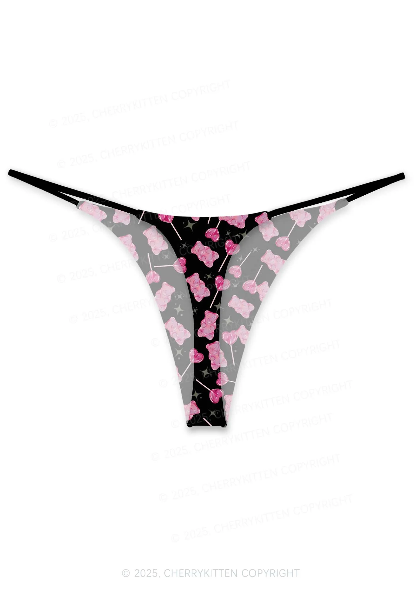 Lollipops Gummies Valentine's Day Y2K Print Couples Boxer Thong Set Cherrykitten - Image 3
