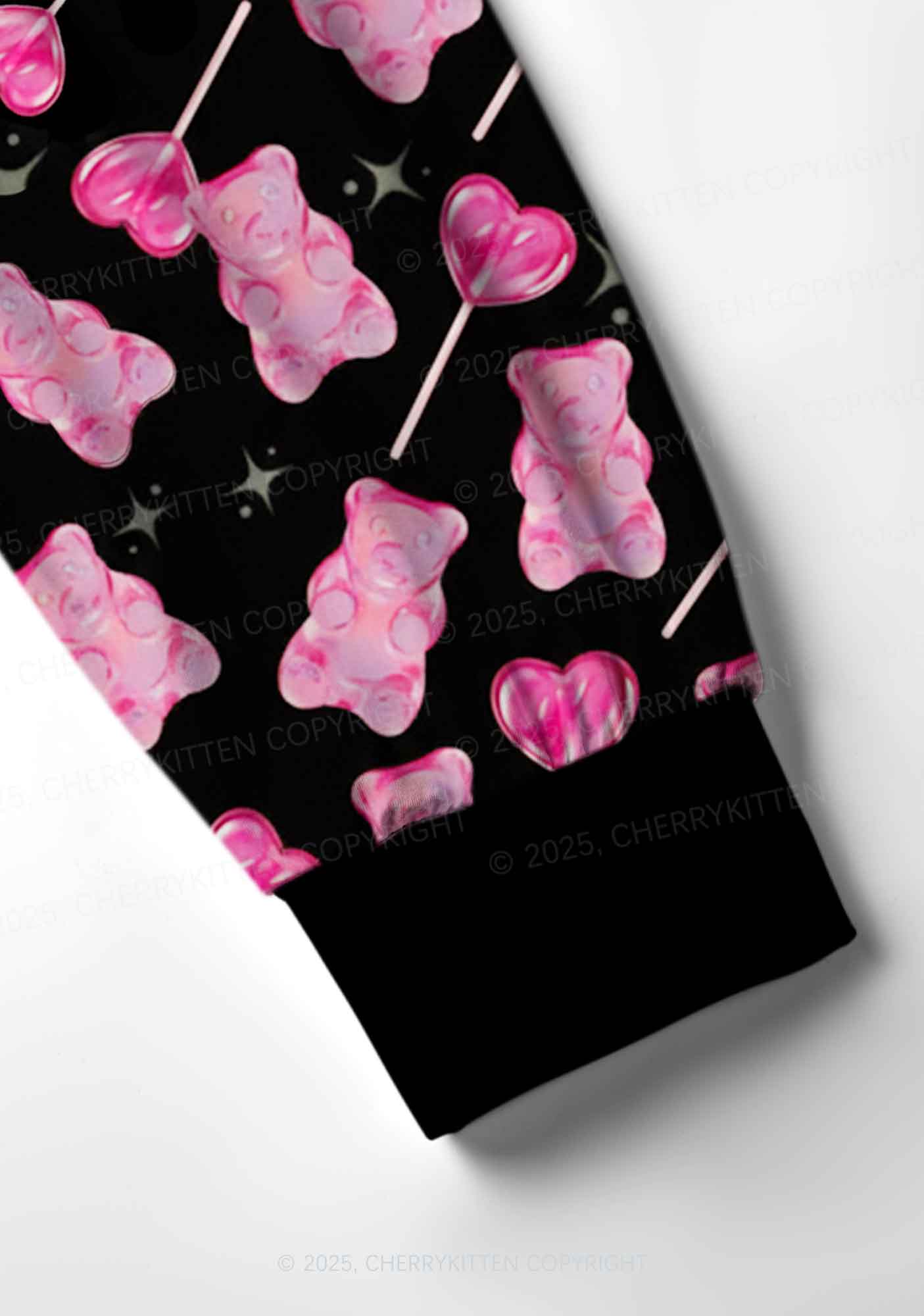 Lollipops Gummies Valentine's Day Y2K Print Long Sleeve Pajama Set Cherrykitten - Image 4