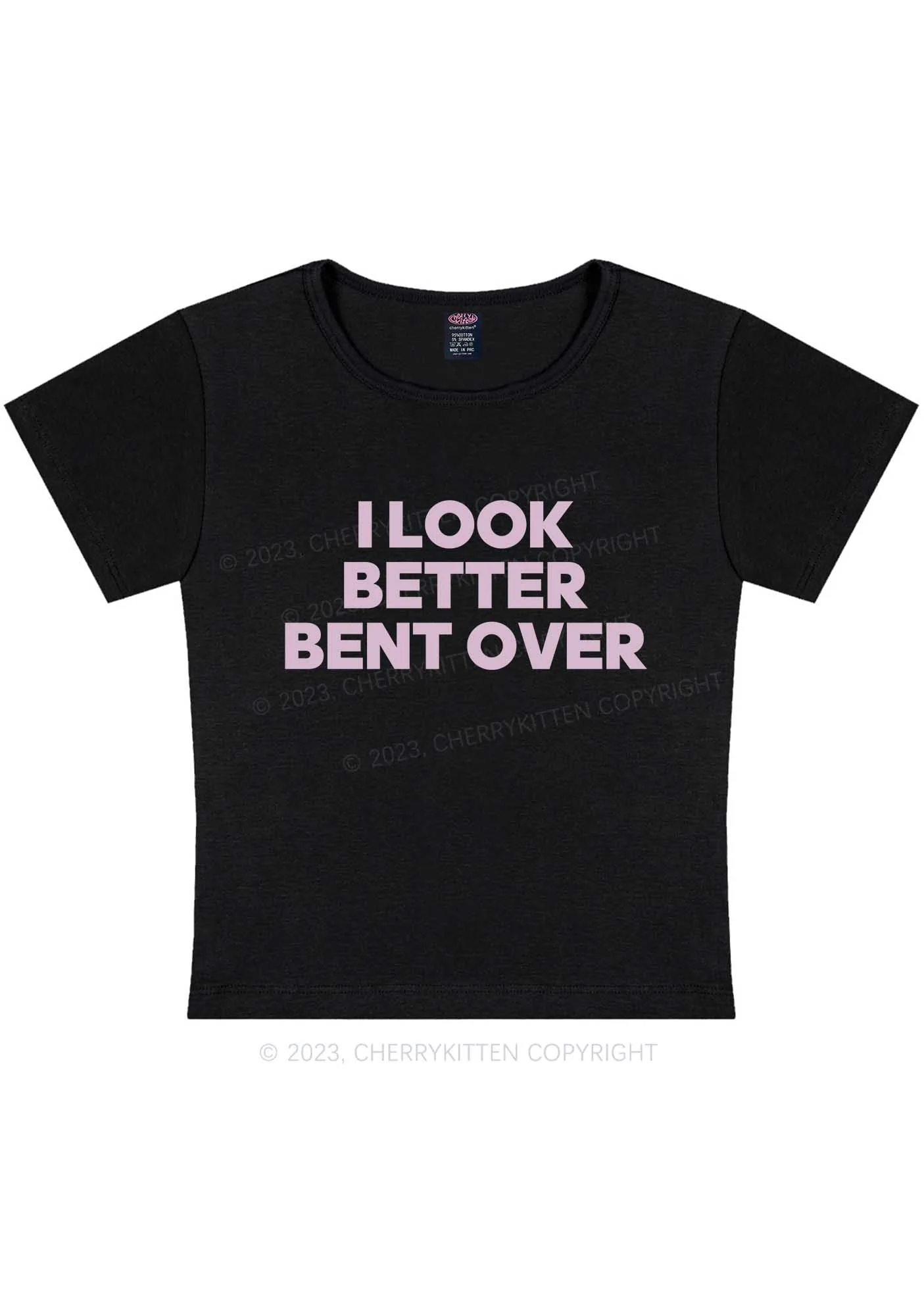 Look Better Bent Over Y2K Baby Tee Cherrykitten - Image 4