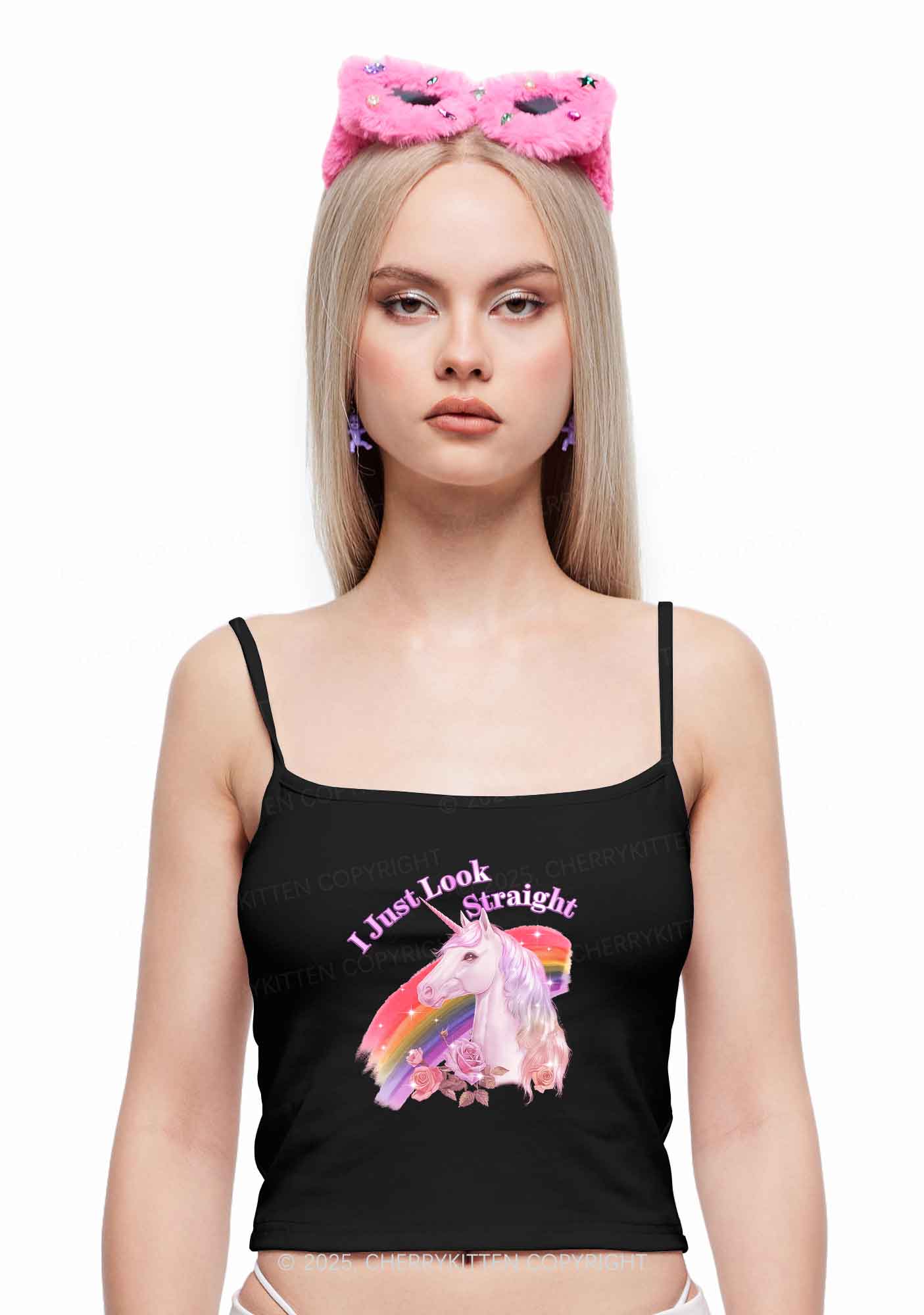 Look Straight Unicorn Pride Y2K Spaghetti Strap Cami Cherrykitten - Image 2
