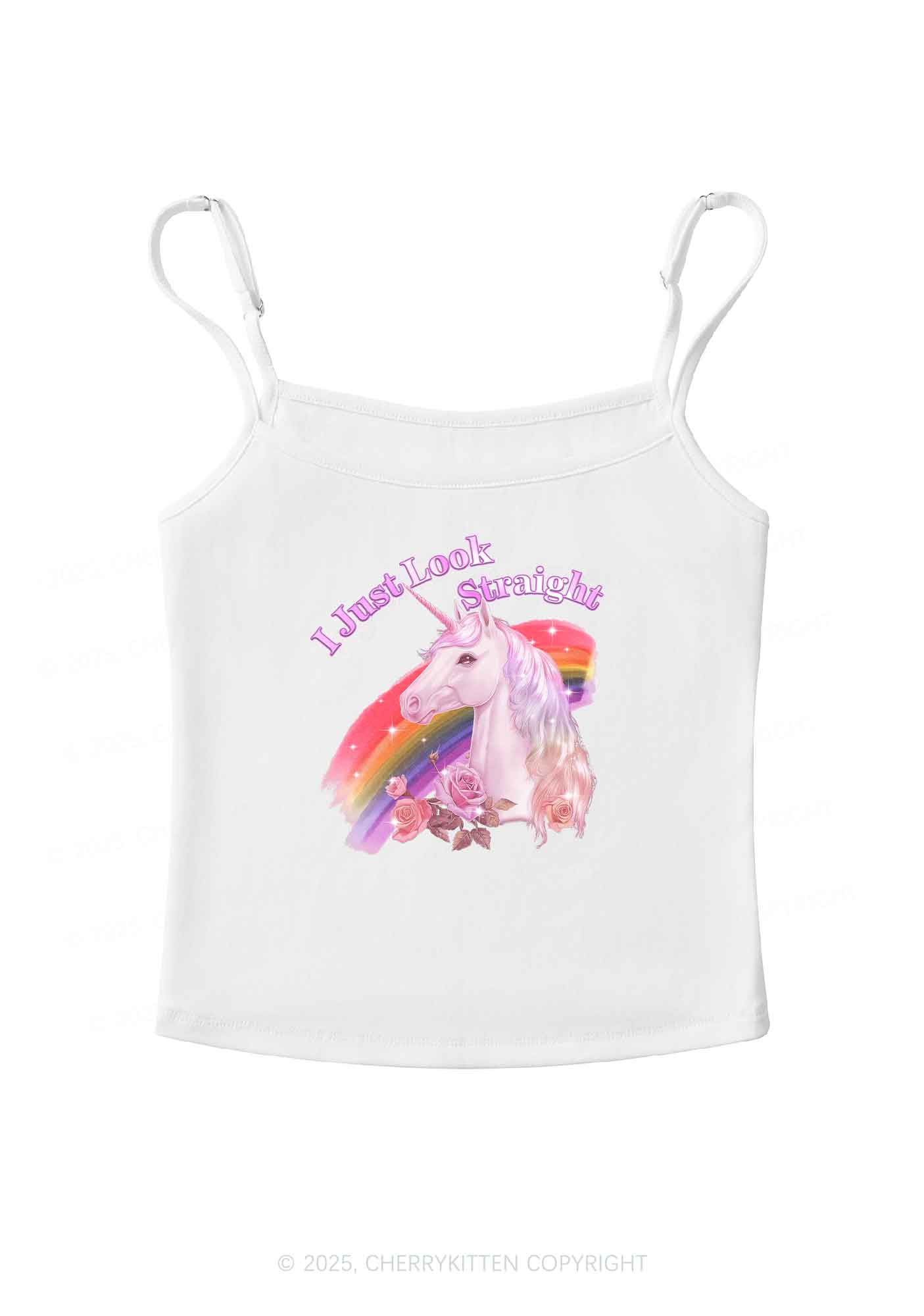 Look Straight Unicorn Pride Y2K Spaghetti Strap Cami Cherrykitten - Image 3