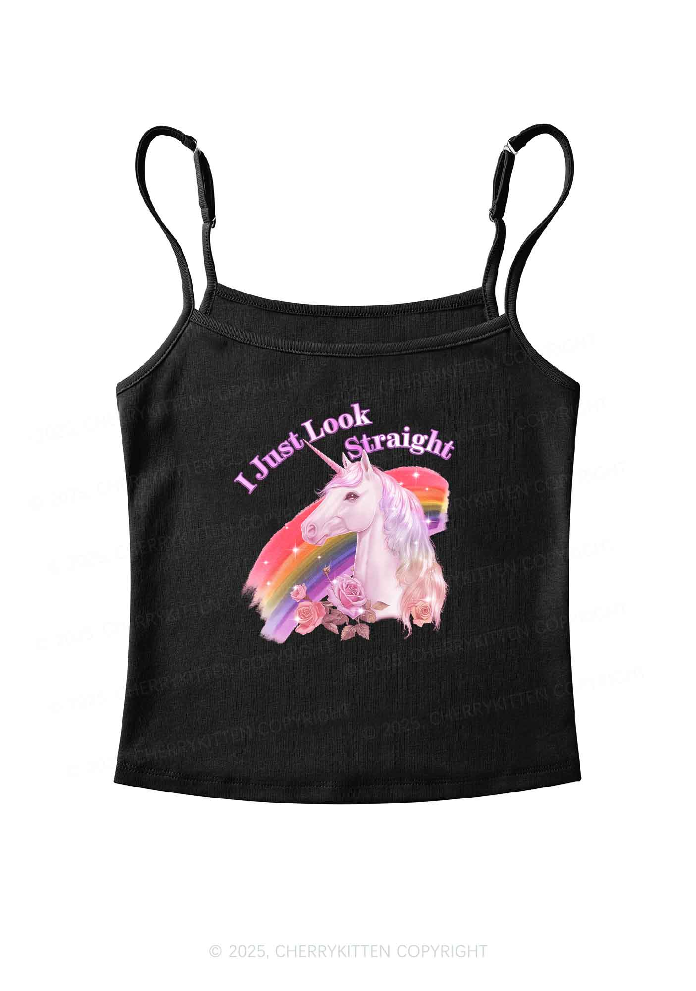 Look Straight Unicorn Pride Y2K Spaghetti Strap Cami Cherrykitten - Image 4