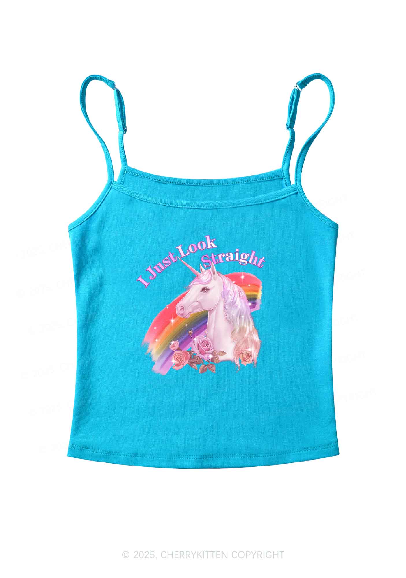 Look Straight Unicorn Pride Y2K Spaghetti Strap Cami Cherrykitten - Image 5