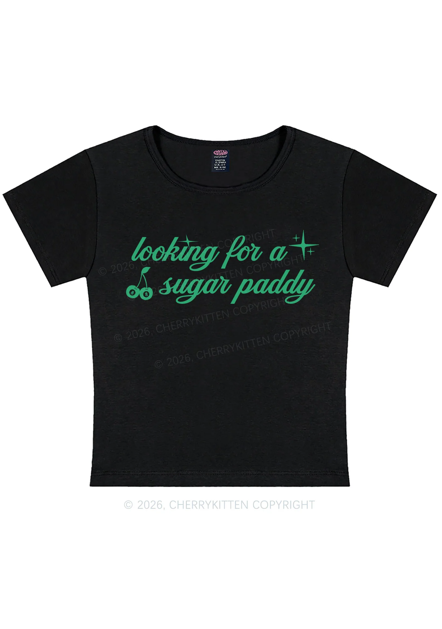 Looking For A Sugar Paddy St Patricks Y2K Baby Tee Cherrykitten - Image 3