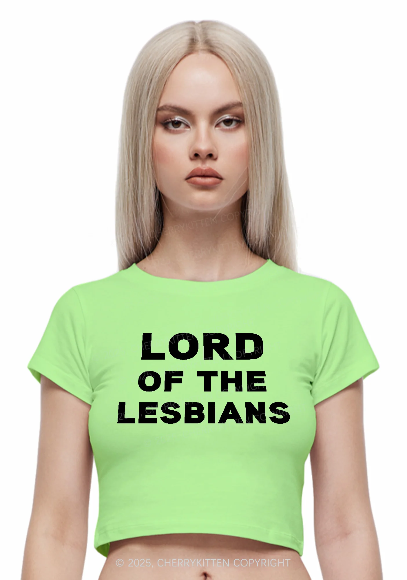 Lord Of The Lesbians Y2K Baby Tee Cherrykitten - Image 2