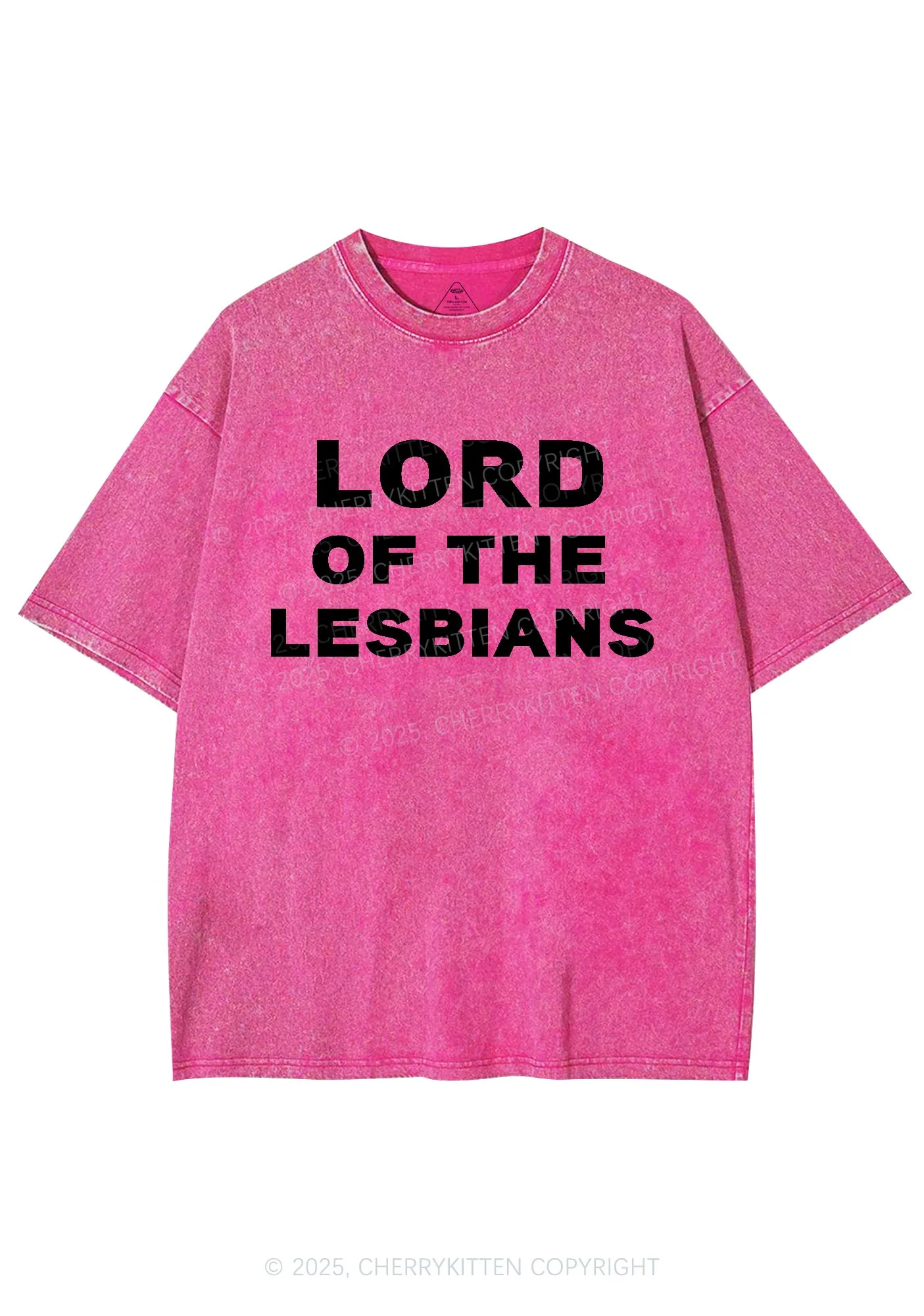 Lord Of The Lesbians Y2K Shirts Washed Tee Cherrykitten - Image 3