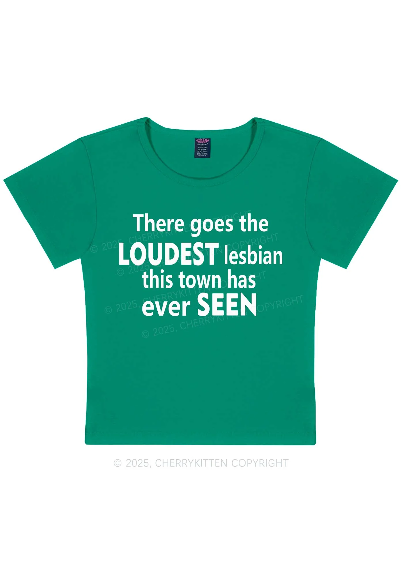 Loudest Lesbian Has Ever Seen Y2K Baby Tee Cherrykitten - Image 11