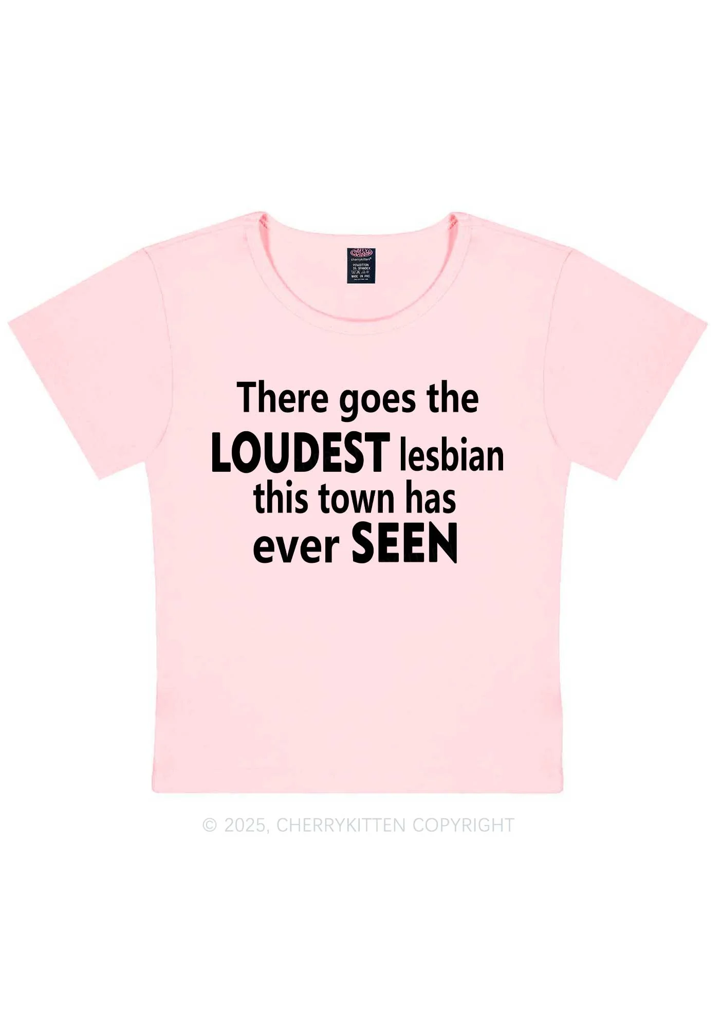 Loudest Lesbian Has Ever Seen Y2K Baby Tee Cherrykitten - Image 12