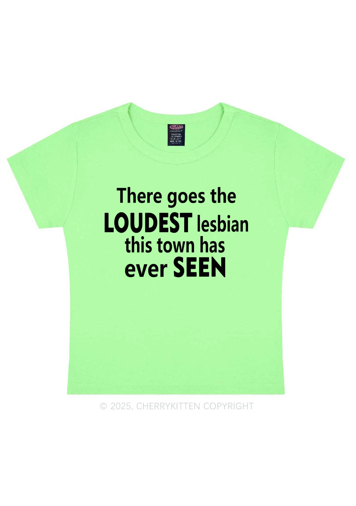 Loudest Lesbian Has Ever Seen Y2K Baby Tee Cherrykitten - Image 13