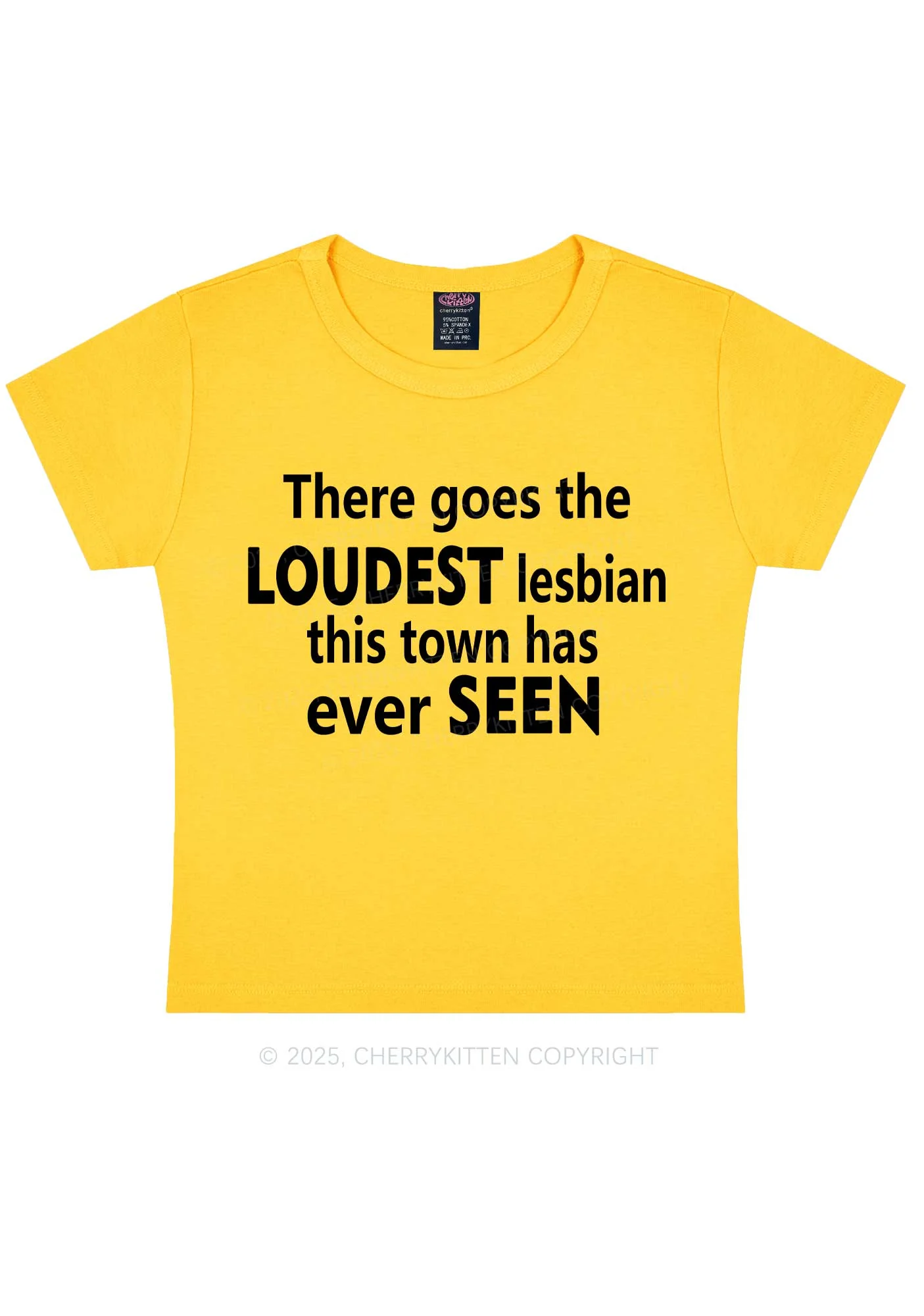Loudest Lesbian Has Ever Seen Y2K Baby Tee Cherrykitten - Image 4