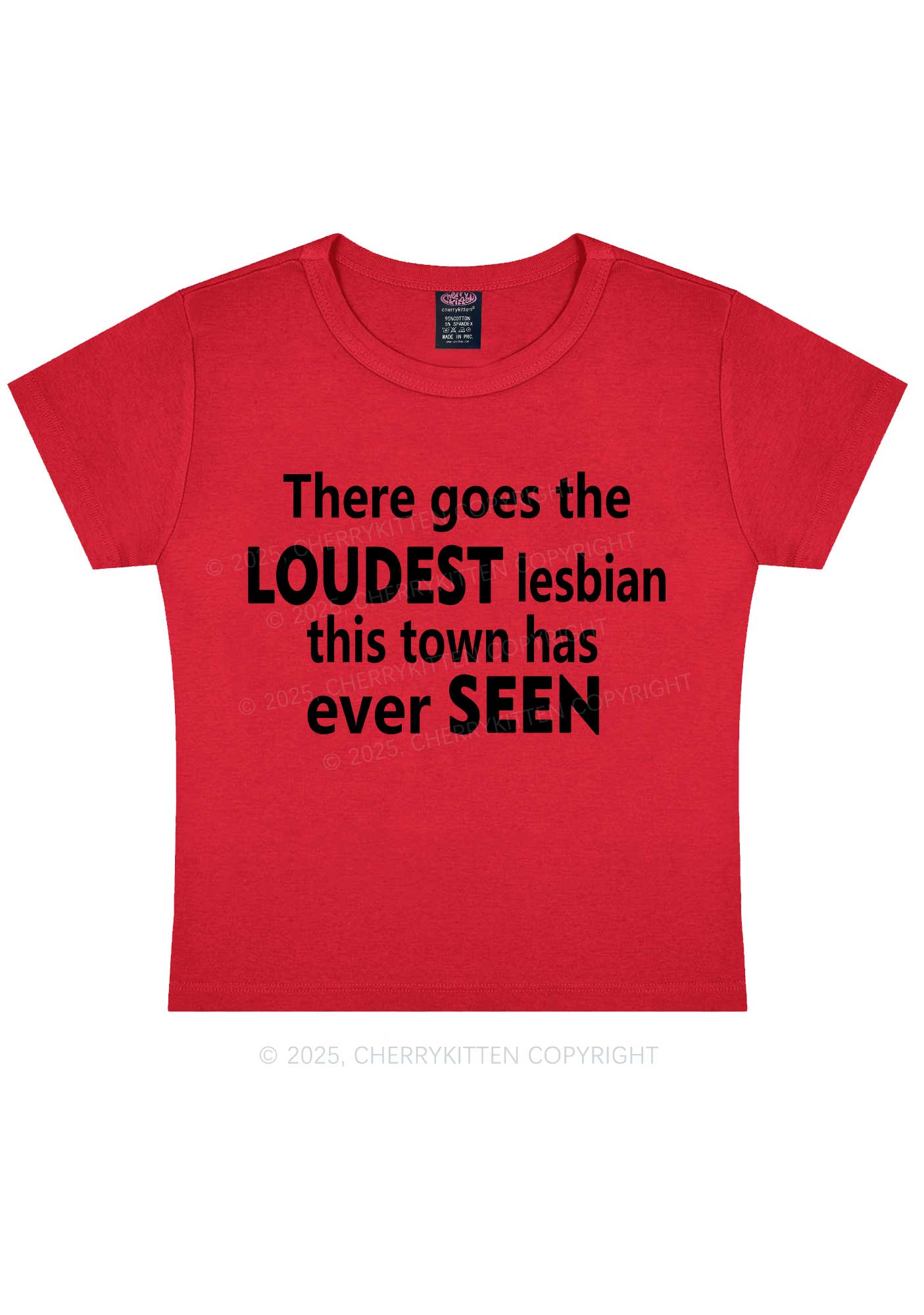 Loudest Lesbian Has Ever Seen Y2K Baby Tee Cherrykitten - Image 5
