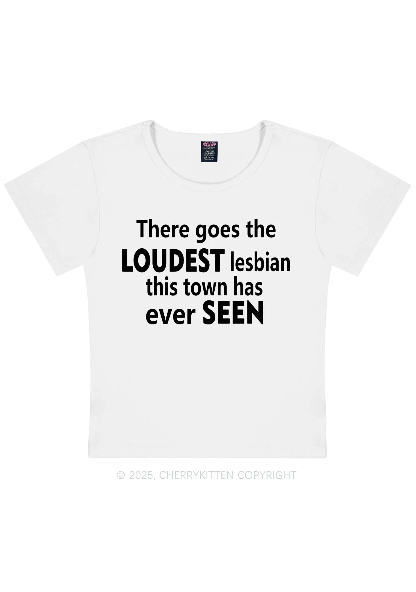 Loudest Lesbian Has Ever Seen Y2K Baby Tee Cherrykitten - Image 6