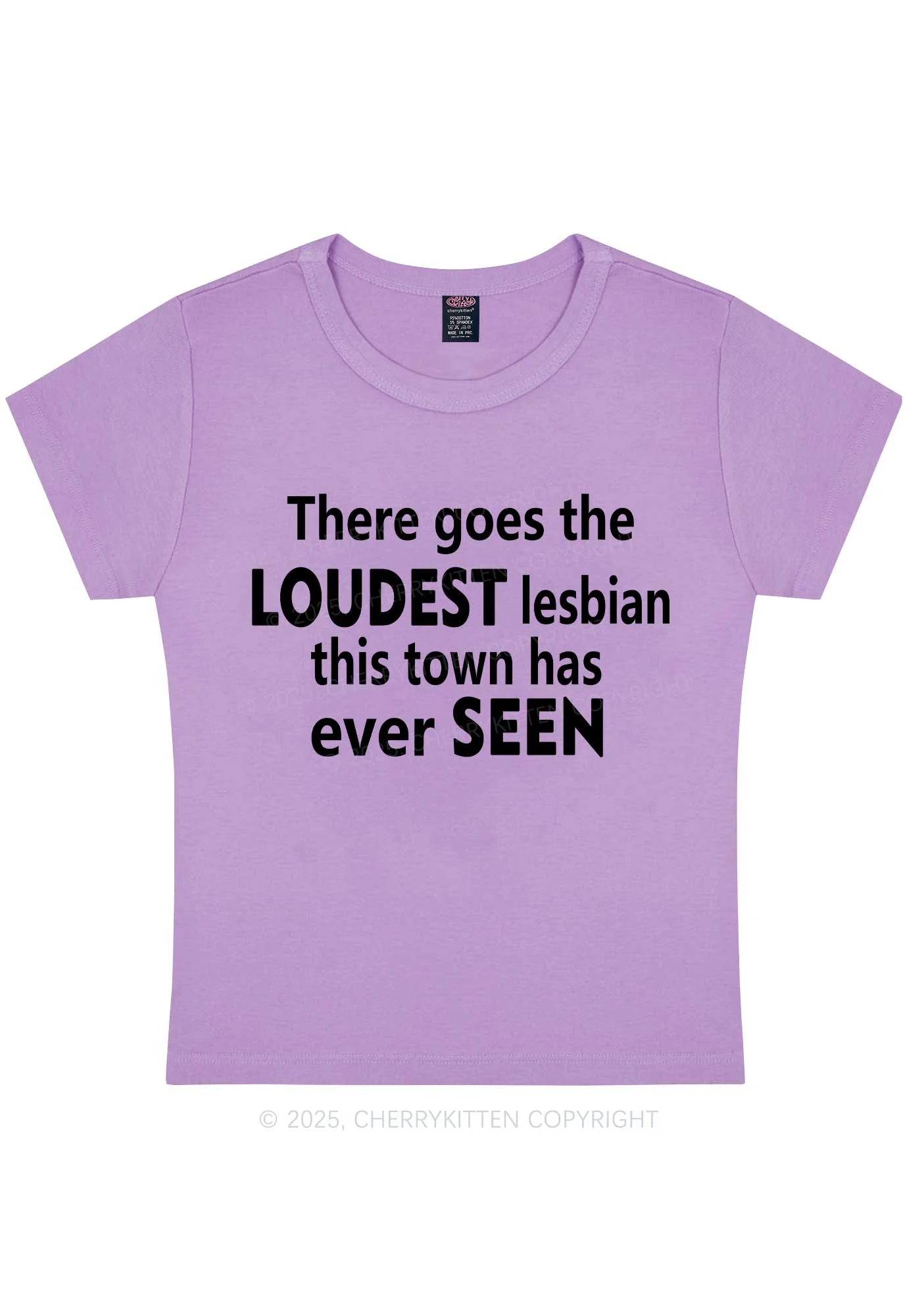 Loudest Lesbian Has Ever Seen Y2K Baby Tee Cherrykitten - Image 7