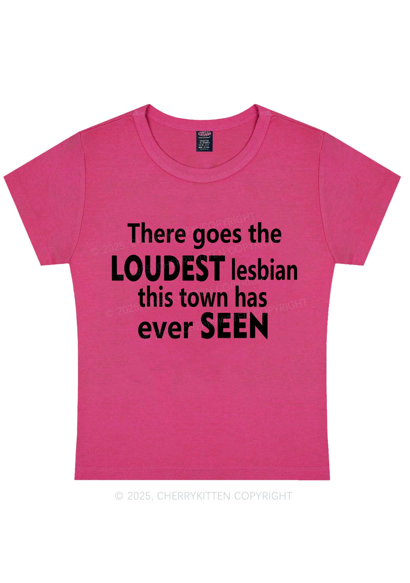Loudest Lesbian Has Ever Seen Y2K Baby Tee Cherrykitten - Image 8