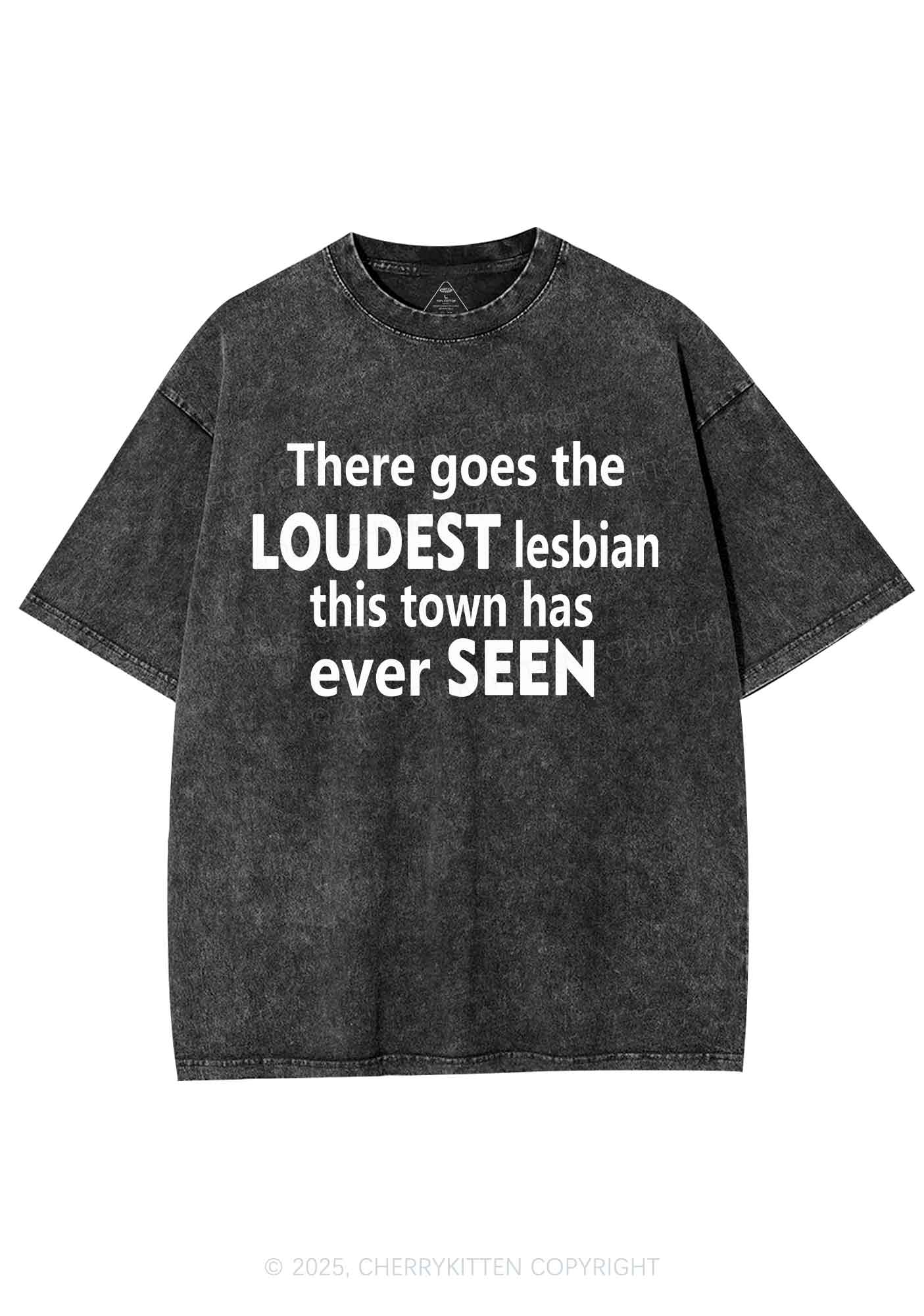 Loudest Lesbian Has Ever Seen Y2K Shirts Washed Tee Cherrykitten - Image 3