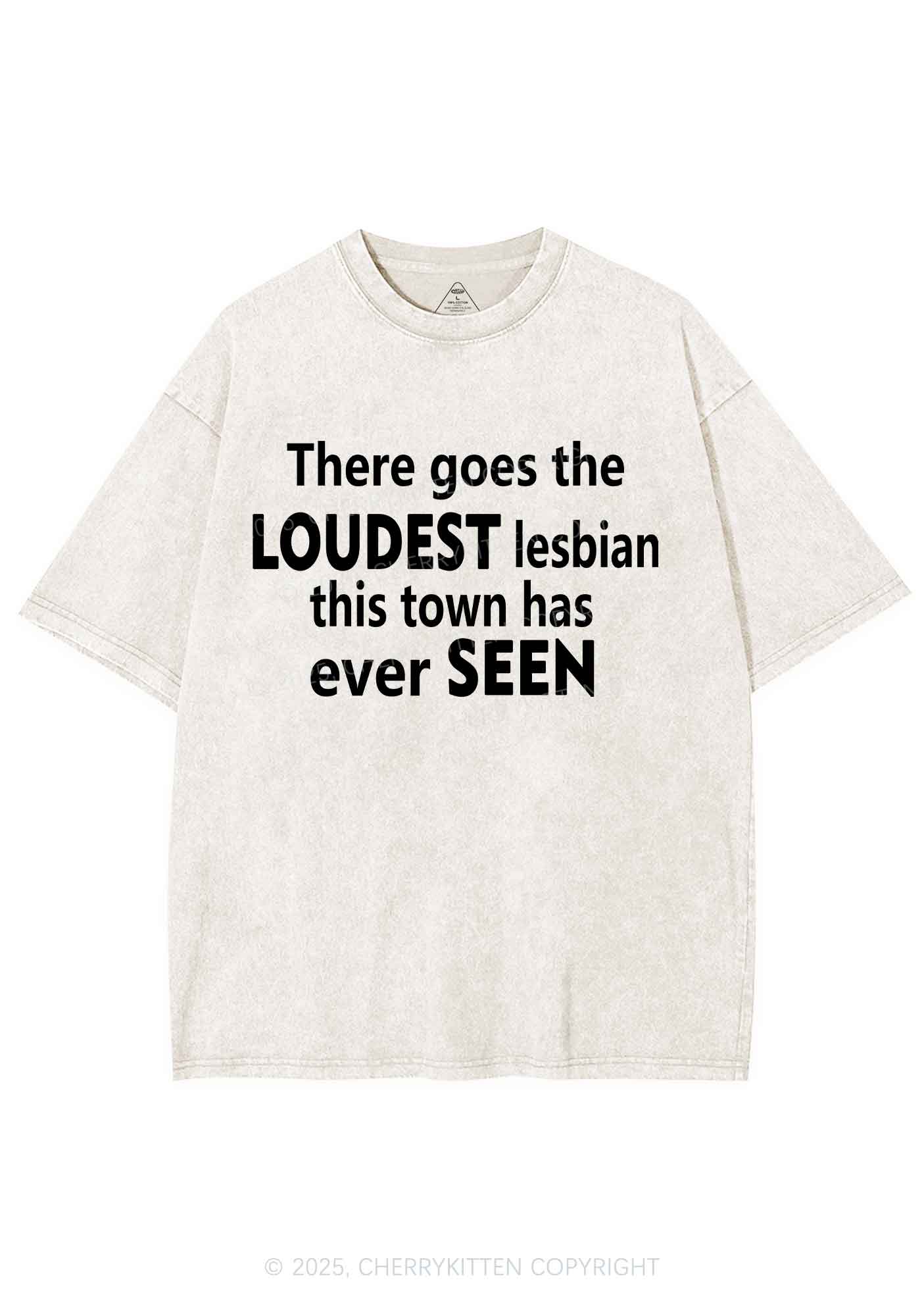 Loudest Lesbian Has Ever Seen Y2K Shirts Washed Tee Cherrykitten - Image 4