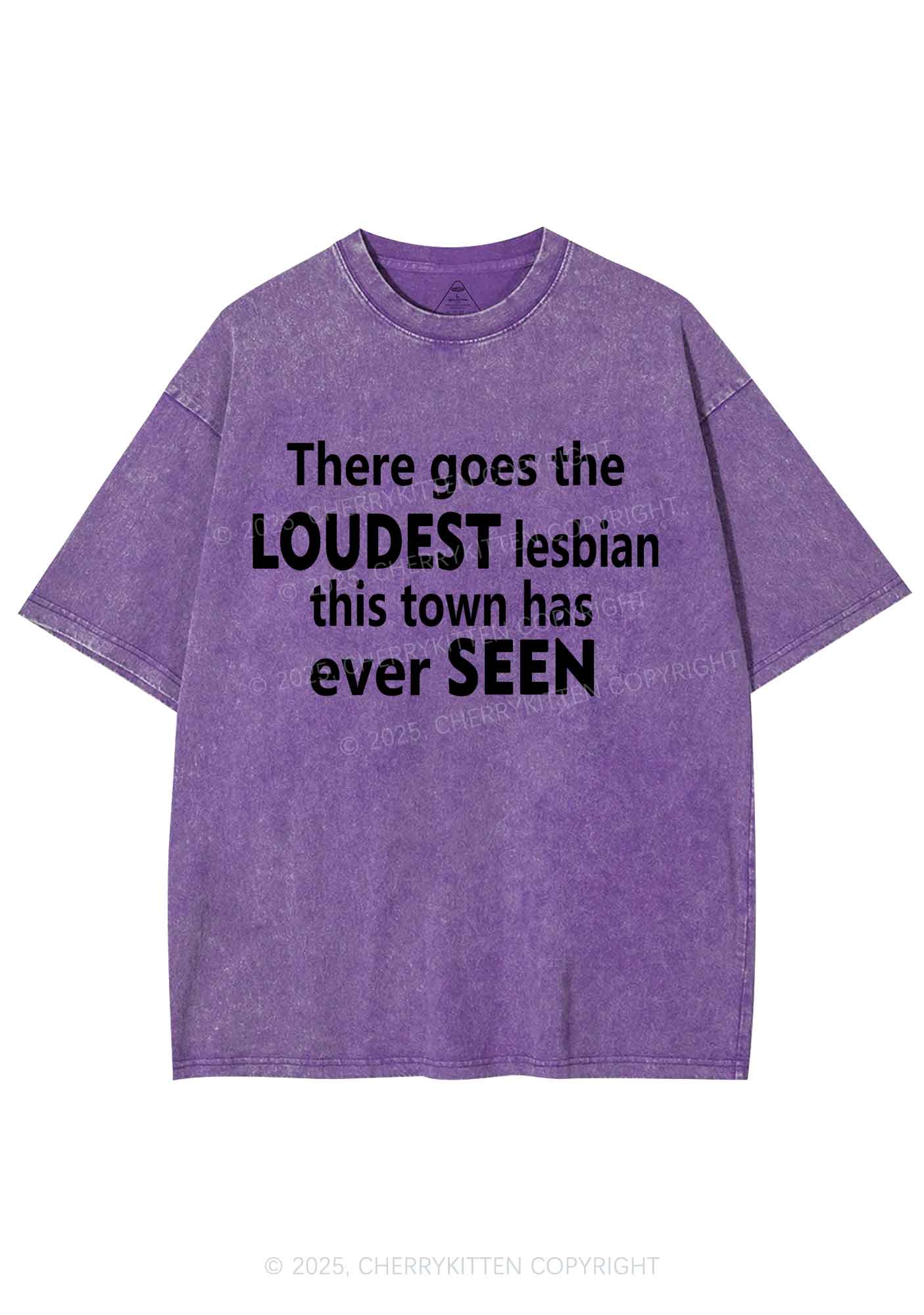 Loudest Lesbian Has Ever Seen Y2K Shirts Washed Tee Cherrykitten - Image 5