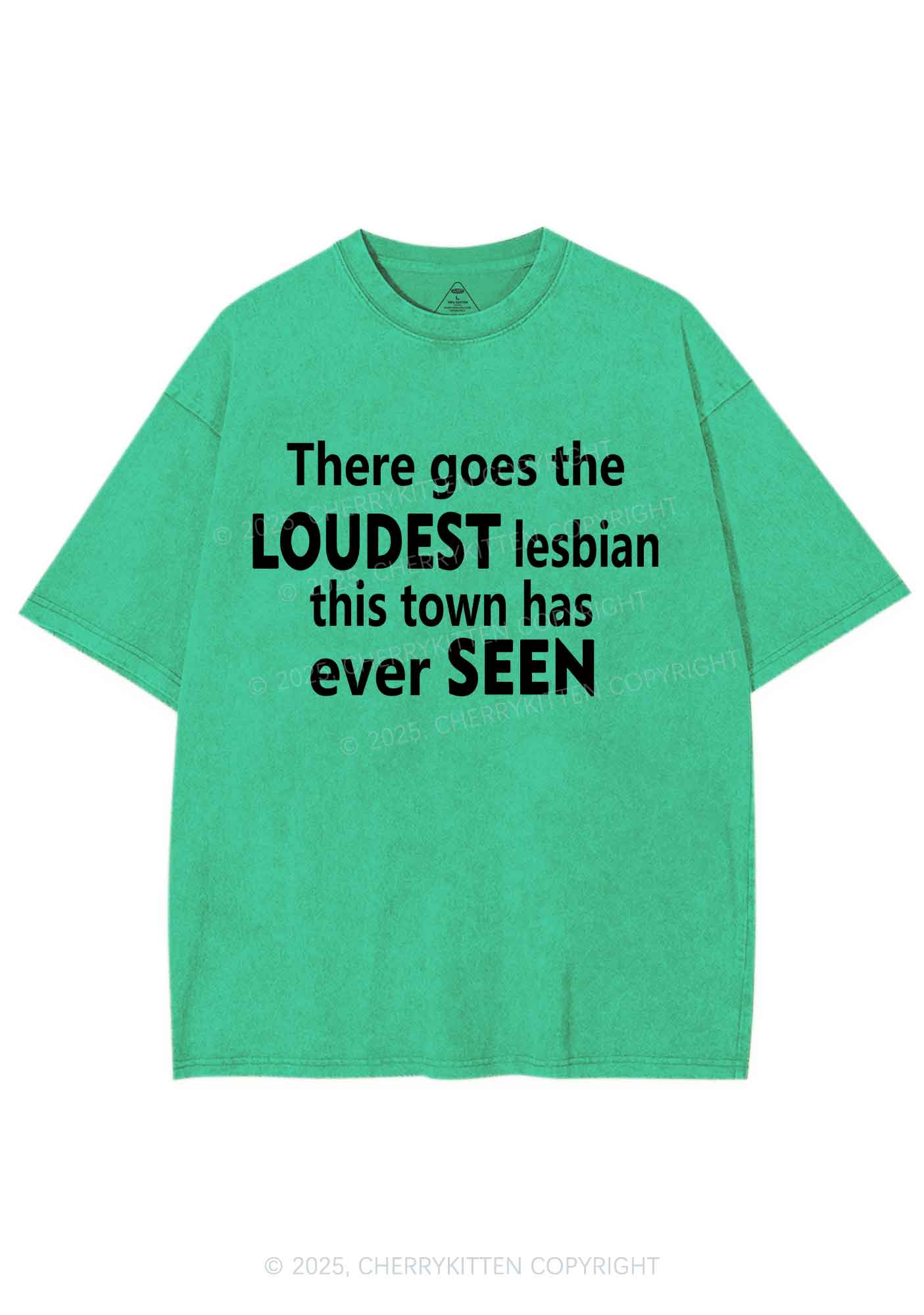 Loudest Lesbian Has Ever Seen Y2K Shirts Washed Tee Cherrykitten - Image 6