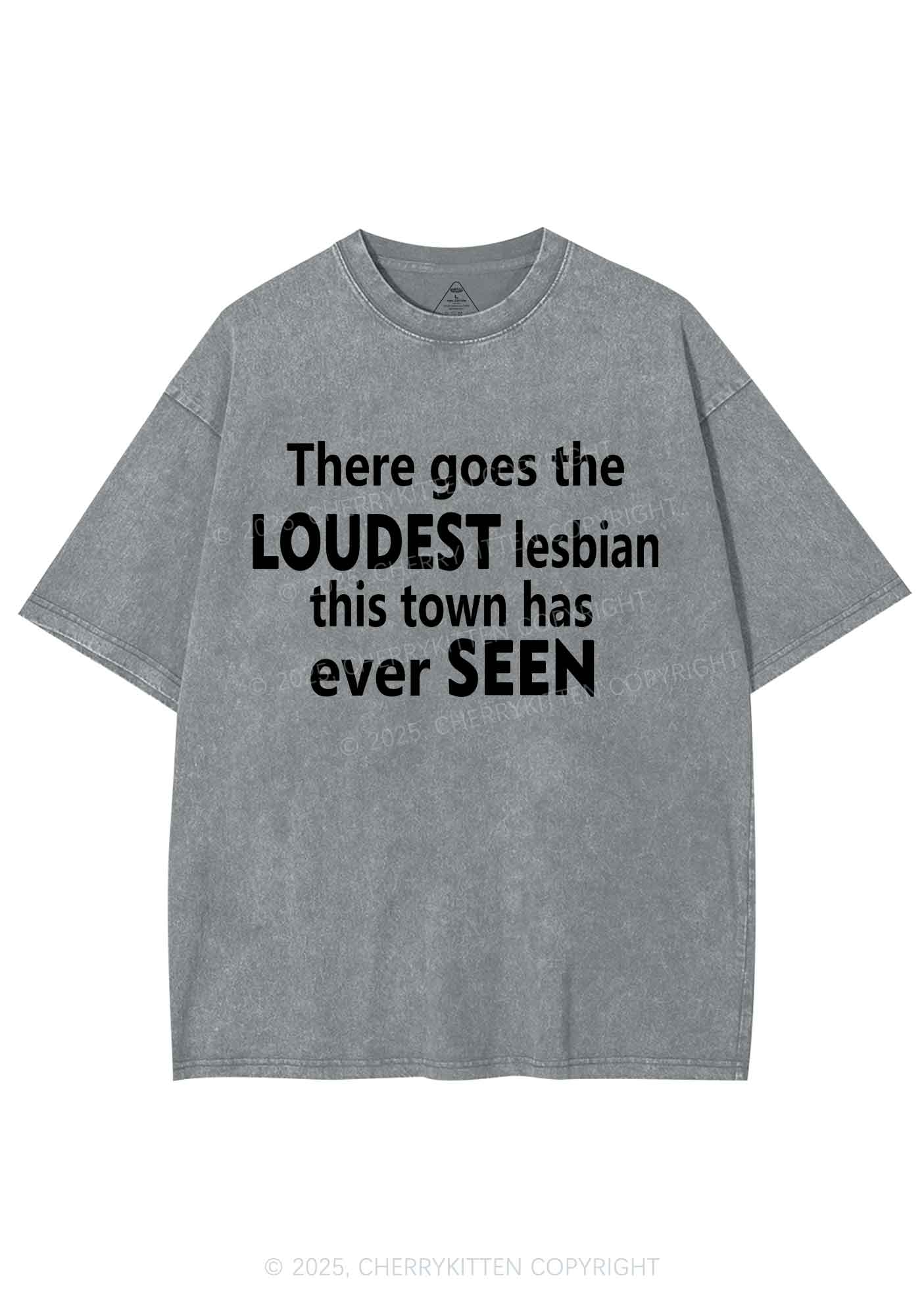 Loudest Lesbian Has Ever Seen Y2K Shirts Washed Tee Cherrykitten - Image 8