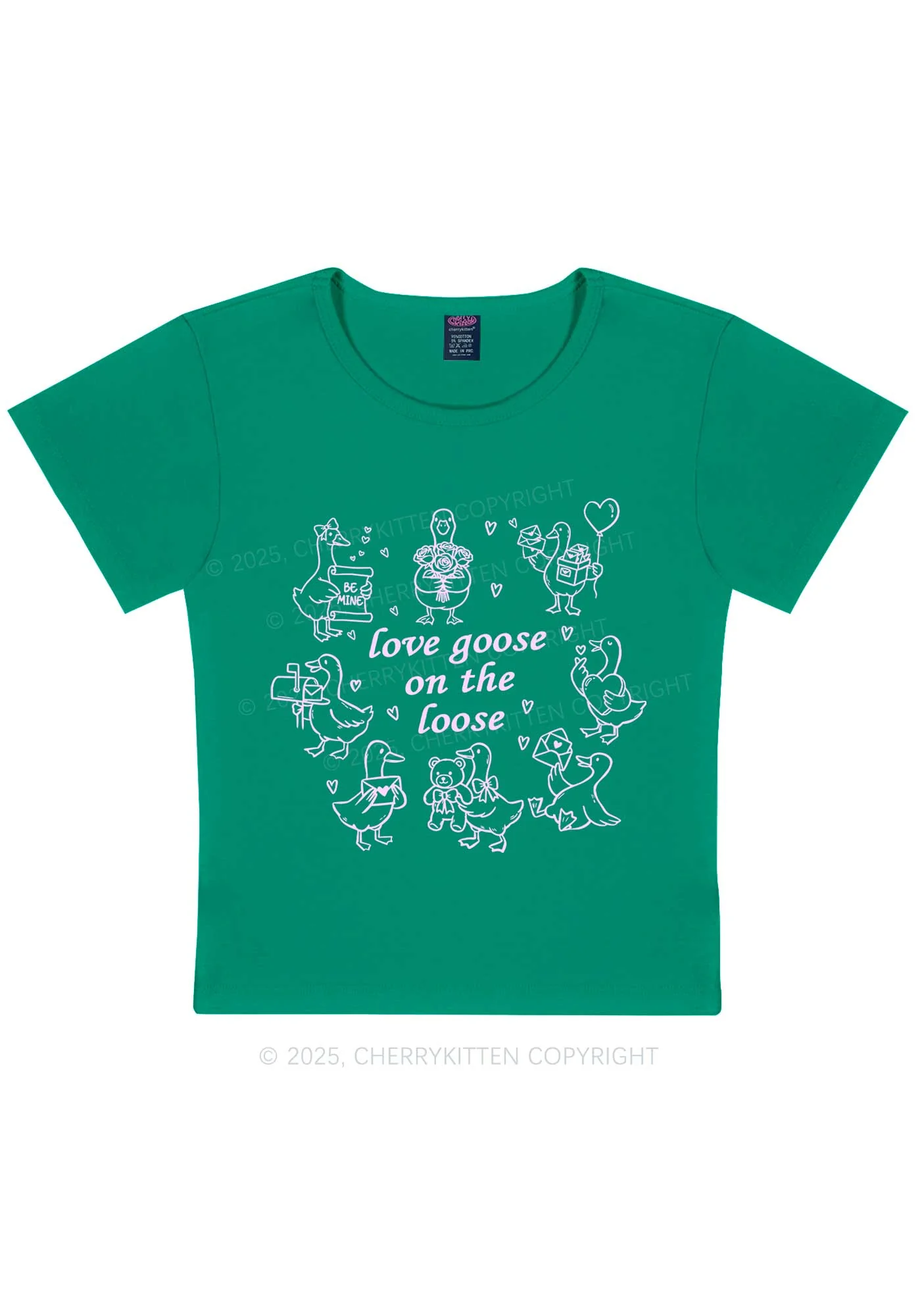 Love Goose On The Loose Valentine's Day Y2K Baby Tee Cherrykitten - Image 11