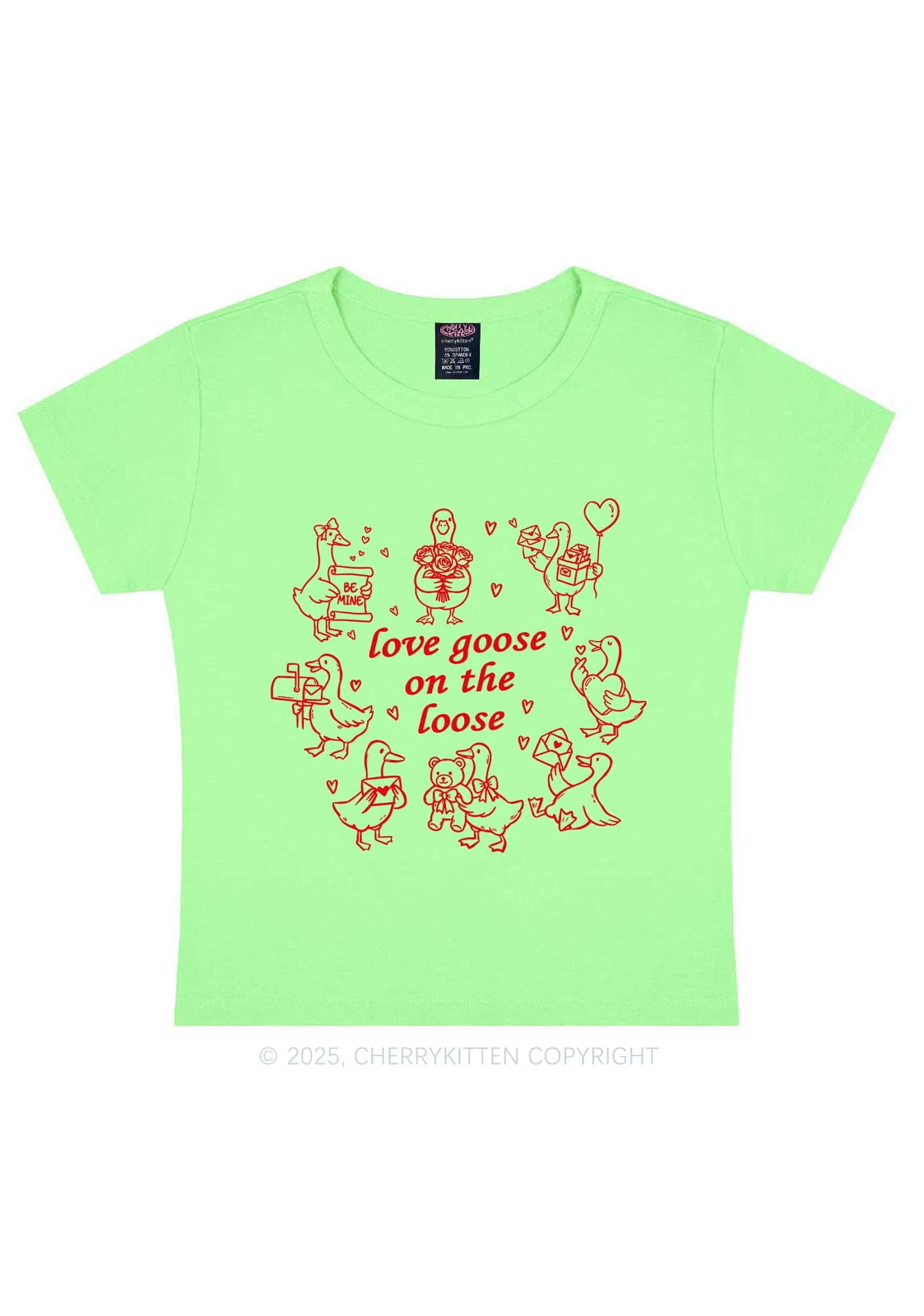 Love Goose On The Loose Valentine's Day Y2K Baby Tee Cherrykitten - Image 12
