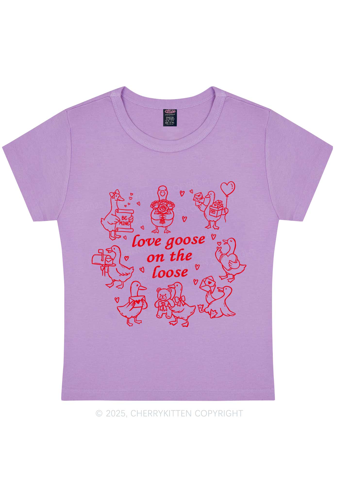 Love Goose On The Loose Valentine's Day Y2K Baby Tee Cherrykitten - Image 6