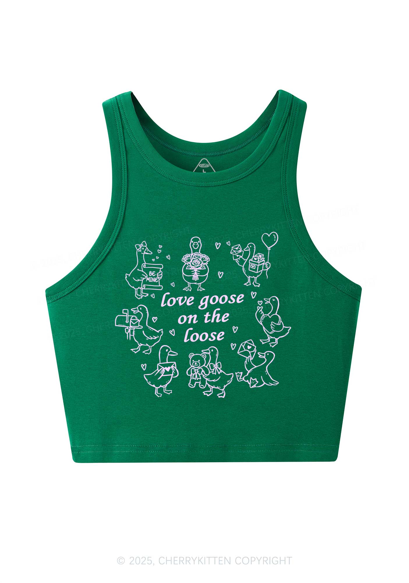 Love Goose On The Loose Valentine's Day Y2K Crop Tank Top Cherrykitten - Image 6