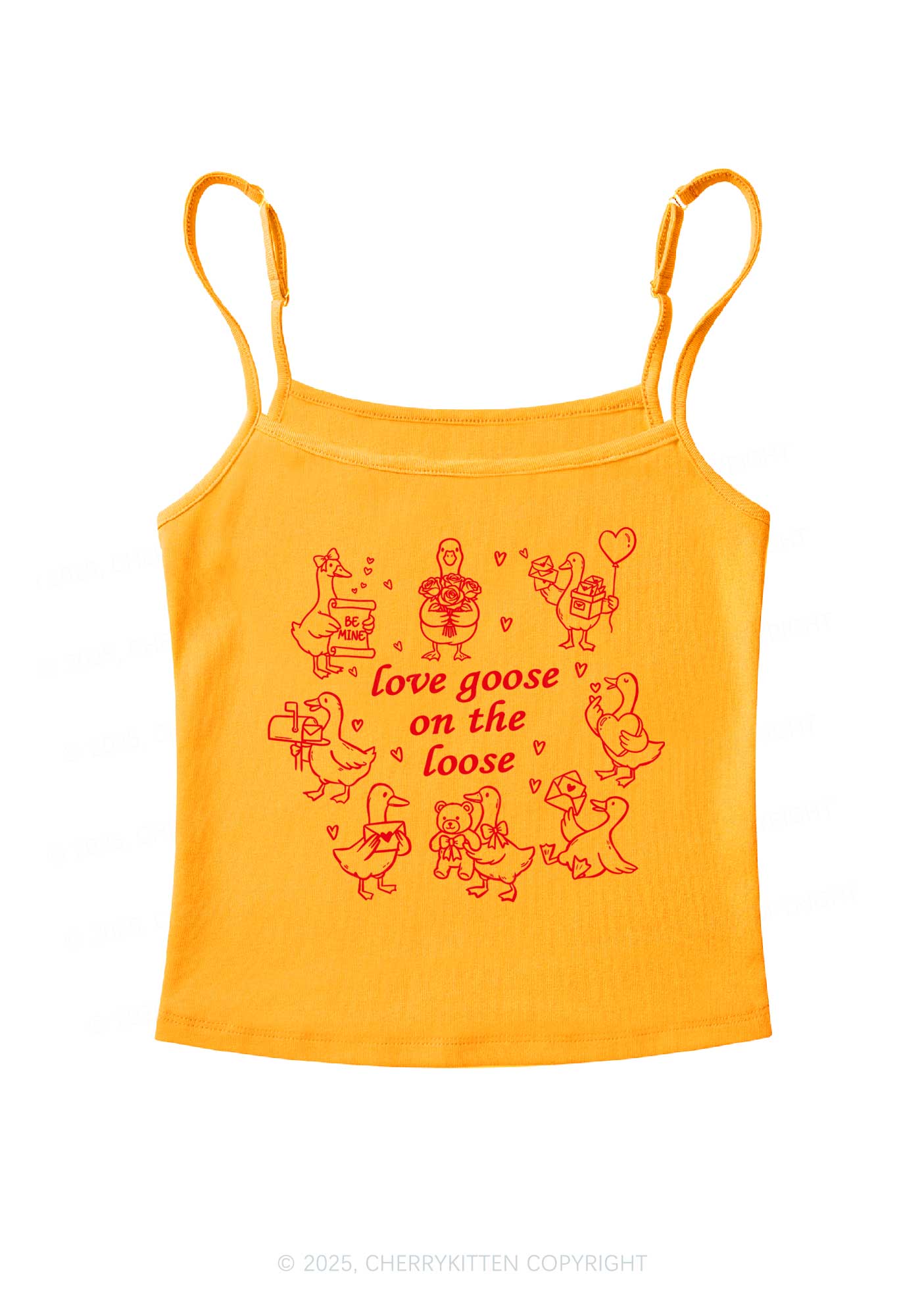 Love Goose On The Loose Valentine's Day Y2K Spaghetti Strap Cami Cherrykitten - Image 6