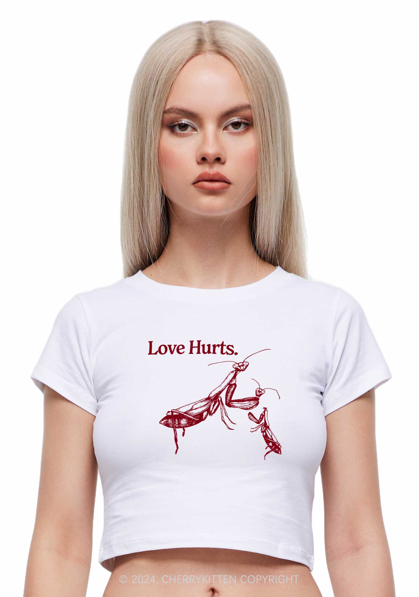 Love Hurts Y2K Valentine's Day Baby Tee Cherrykitten - Image 2
