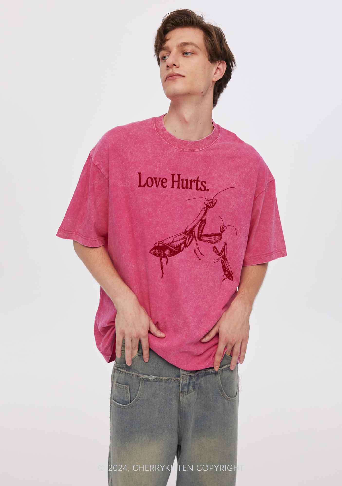 Love Hurts Y2K Valentine's Day Washed Tee Cherrykitten - Image 3