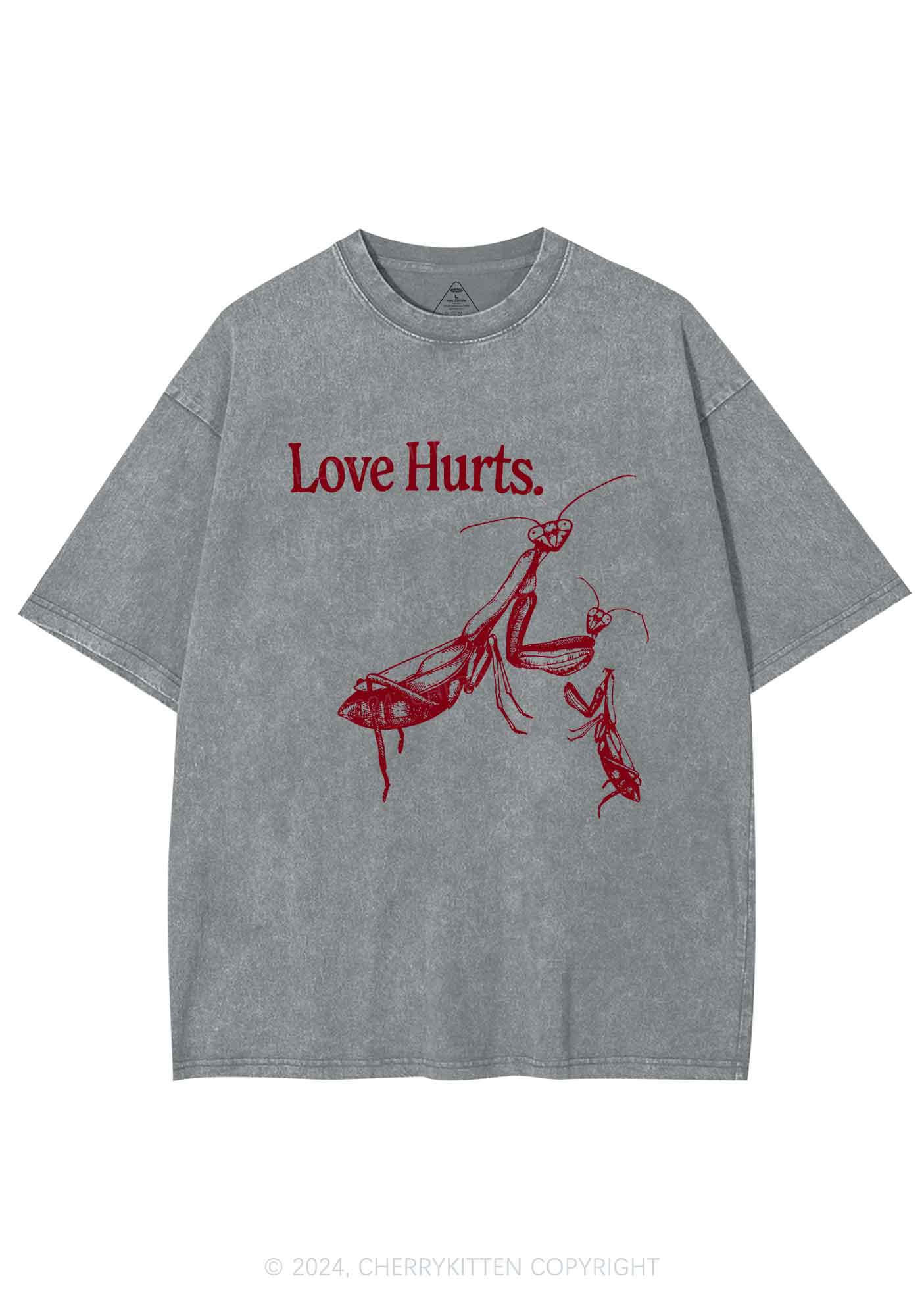 Love Hurts Y2K Valentine's Day Washed Tee Cherrykitten - Image 8
