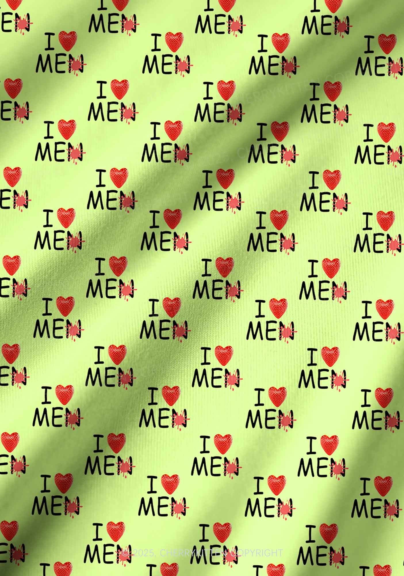 Love Me Not Men Green Valentine's Day Y2K Print Long Sleeve Pajama Set Cherrykitten - Image 3