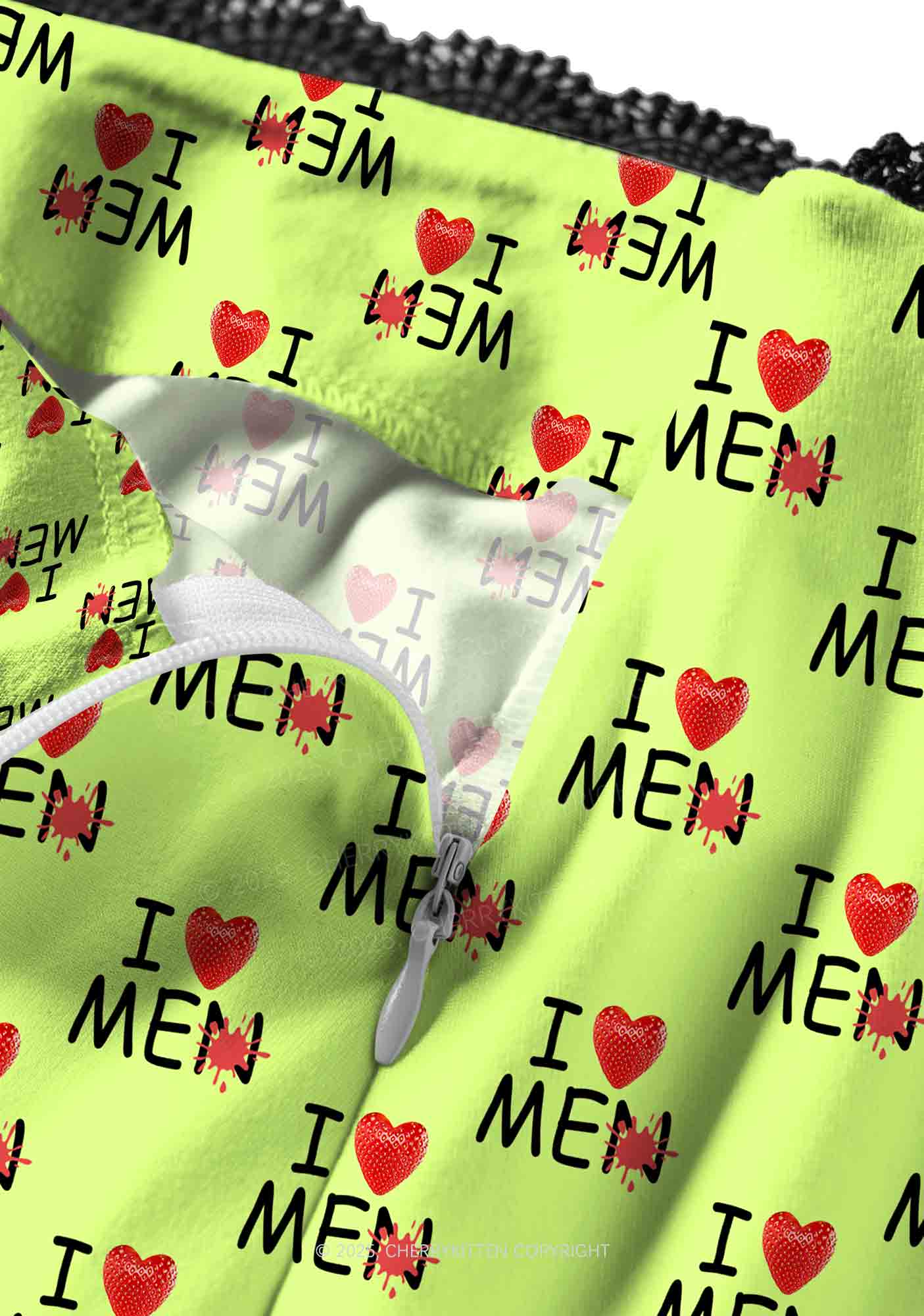 Love Me Not Men Green Valentine's Day Y2K Print Midi Skirt Cherrykitten - Image 2