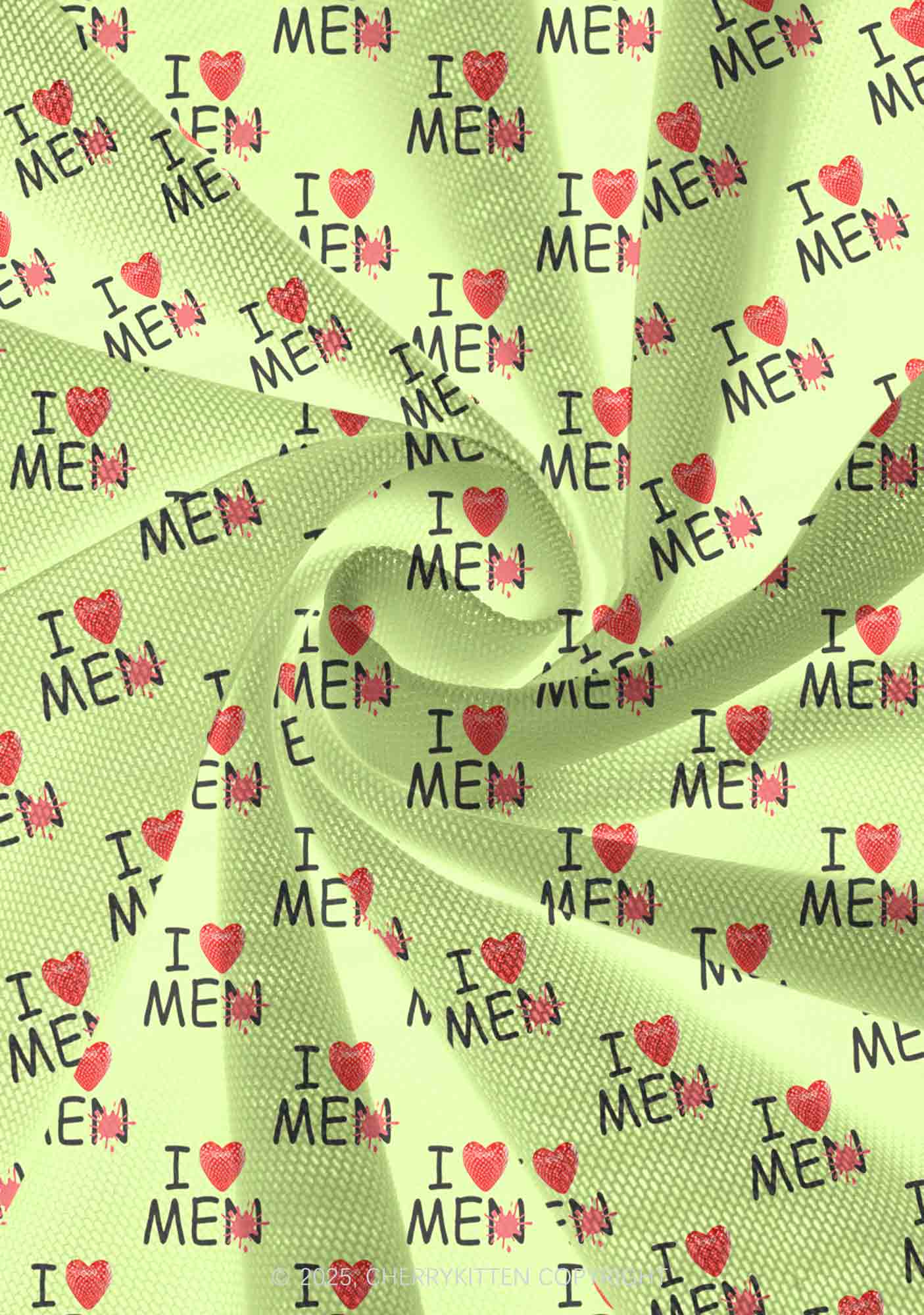 Love Me Not Men Green Valentine's Day Y2K Print Mini Layered Skirt Cherrykitten - Image 3