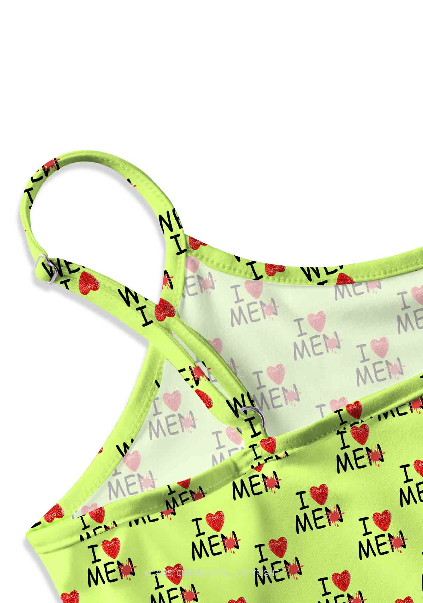 Love Me Not Men Green Valentine's Day Y2K Print Slip Dress Cherrykitten - Image 2