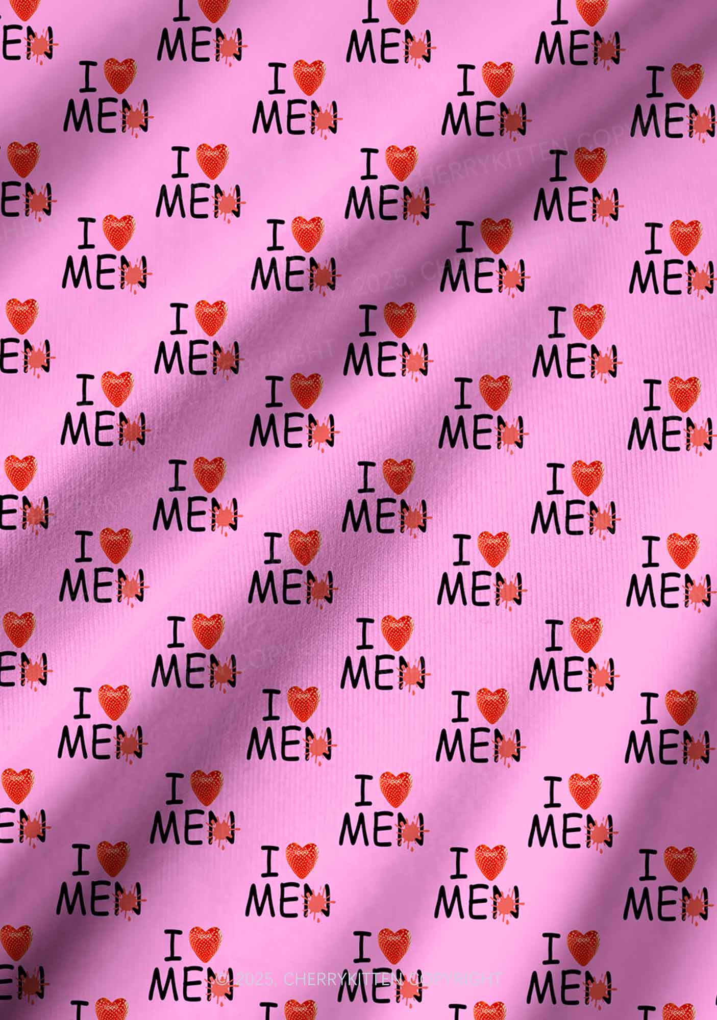 Love Me Not Men Pink Valentine's Day Y2K Print Long Sleeve Pajama Set Cherrykitten - Image 3