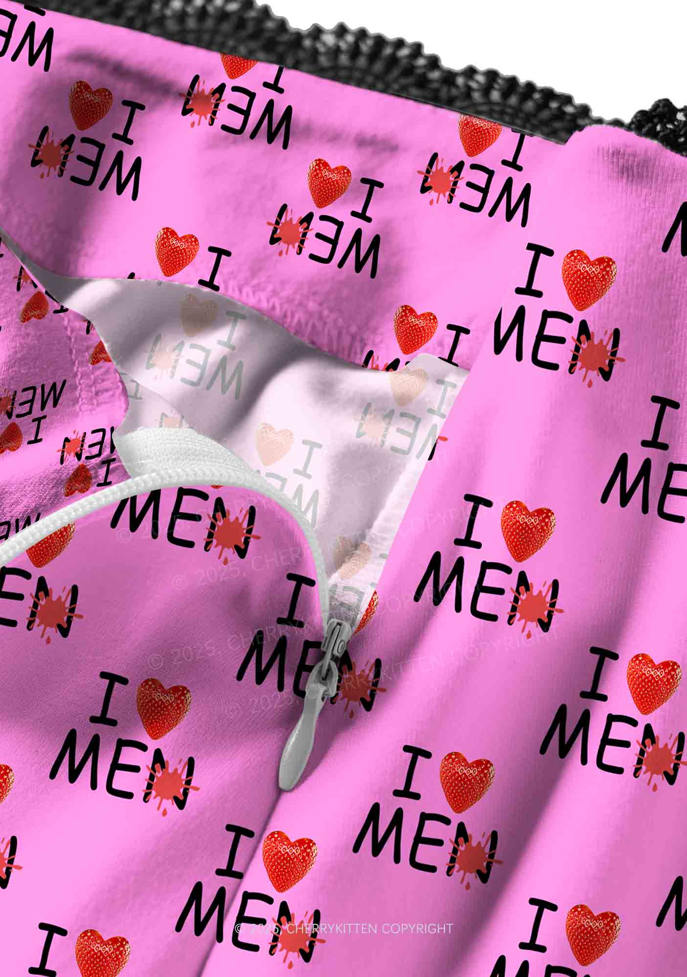 Love Me Not Men Pink Valentine's Day Y2K Print Midi Skirt Cherrykitten - Image 2