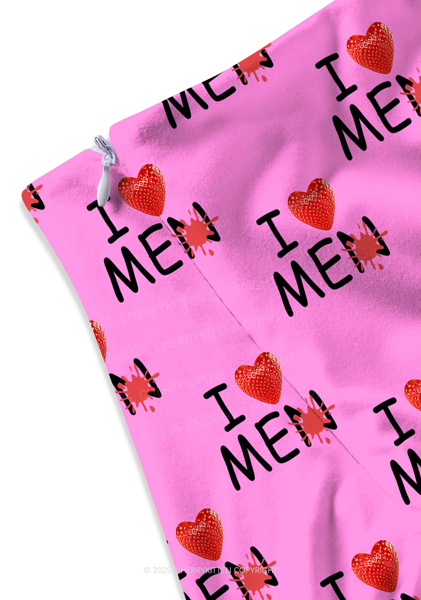 Love Me Not Men Pink Valentine's Day Y2K Print Mini Skirt Cherrykitten - Image 2
