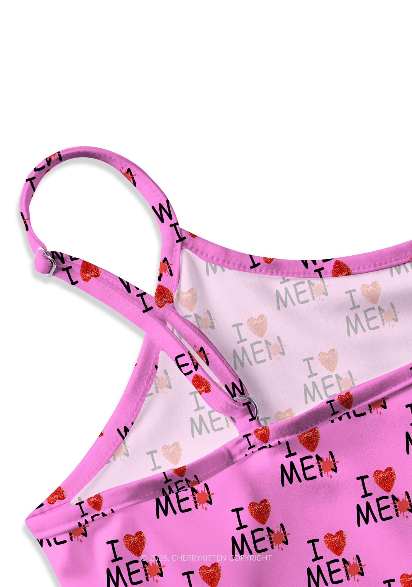 Love Me Not Men Pink Valentine's Day Y2K Print Slip Dress Cherrykitten - Image 2