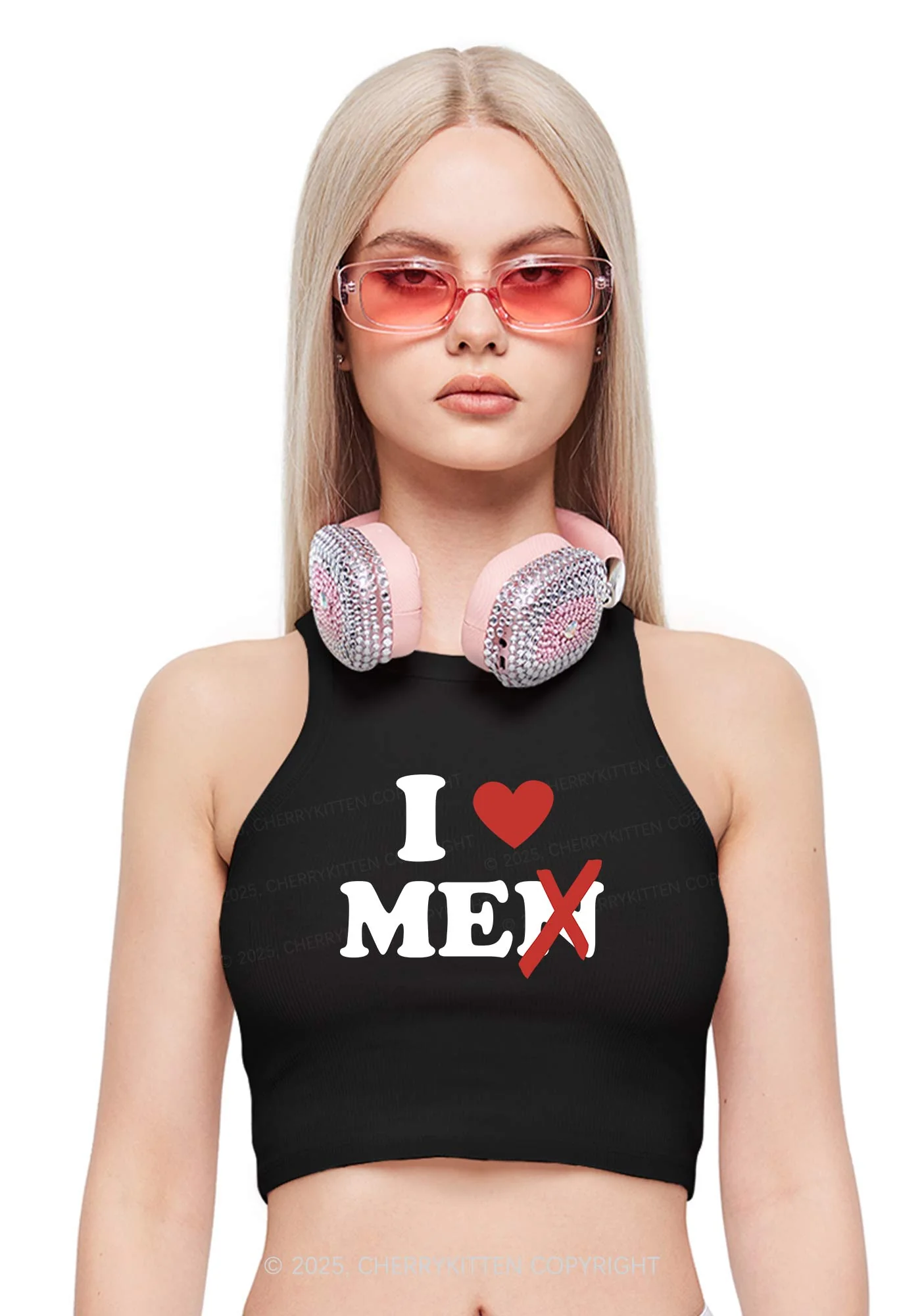 Love Me Not Men Y2K Crop Tank Top Cherrykitten - Image 2