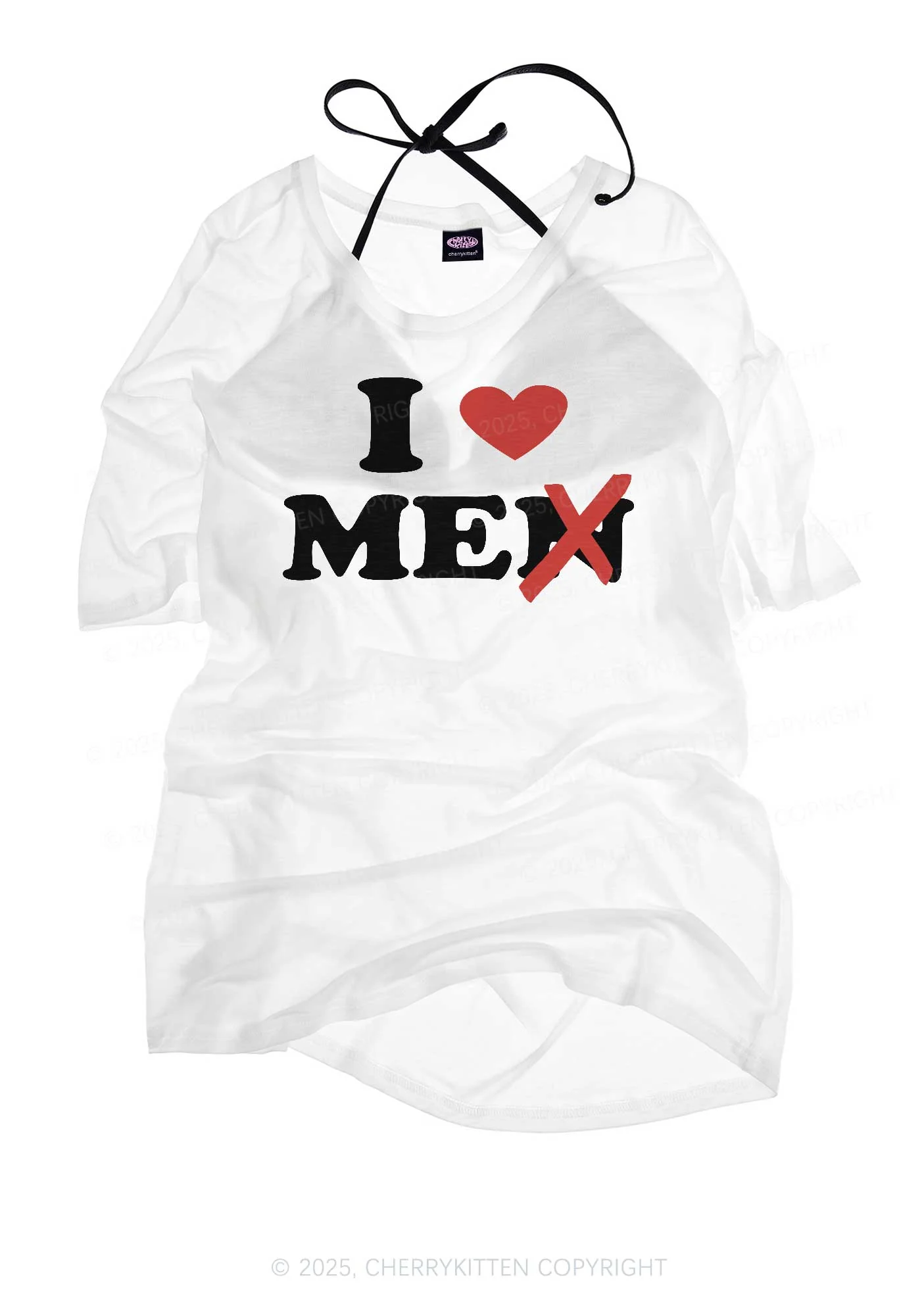 Love Me Not Men Y2K Sheer Boyfriend Tee Cherrykitten - Image 3