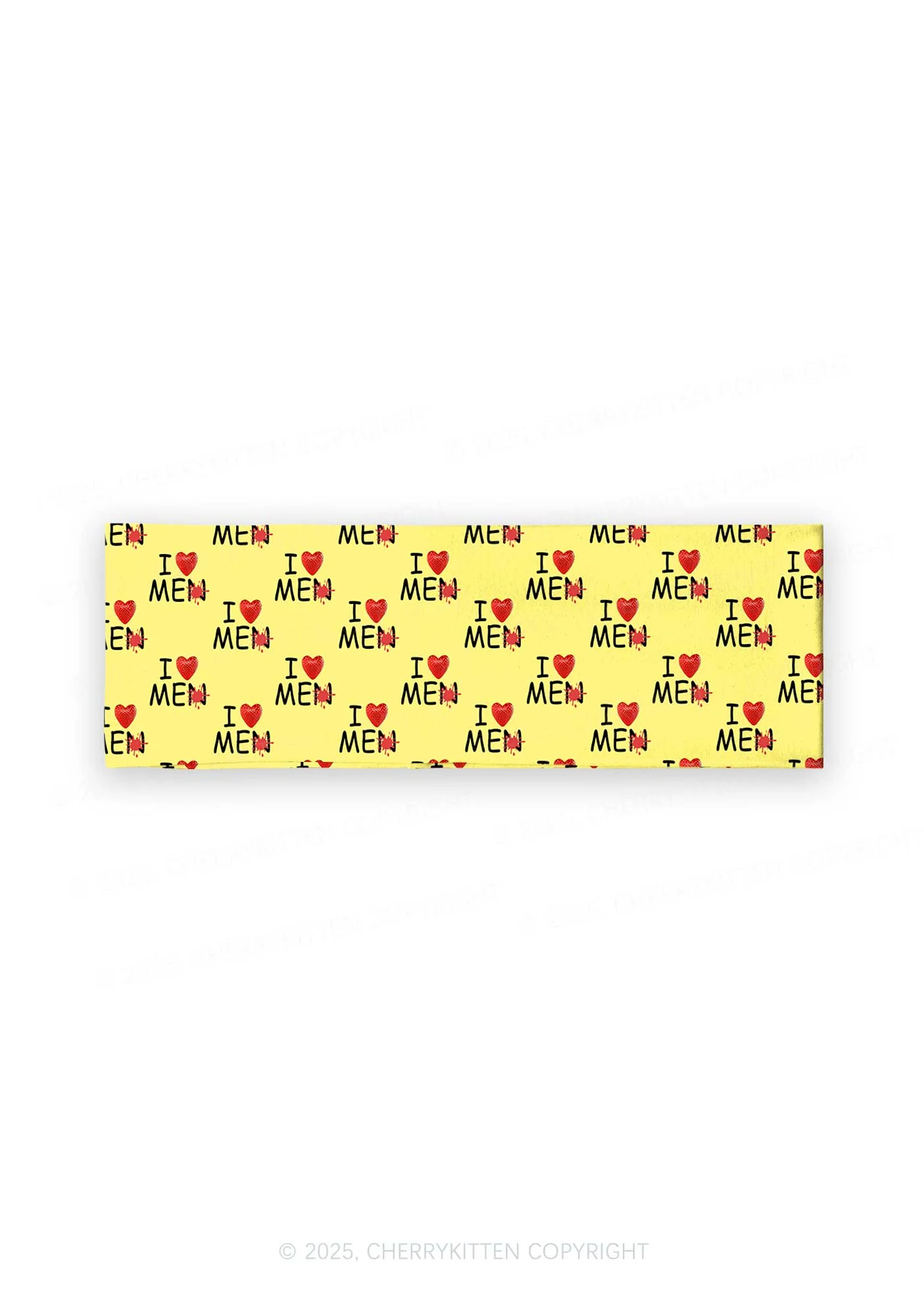 Love Me Not Men Yellow Valentine's Day Y2K Print Headband Cherrykitten - Image 2