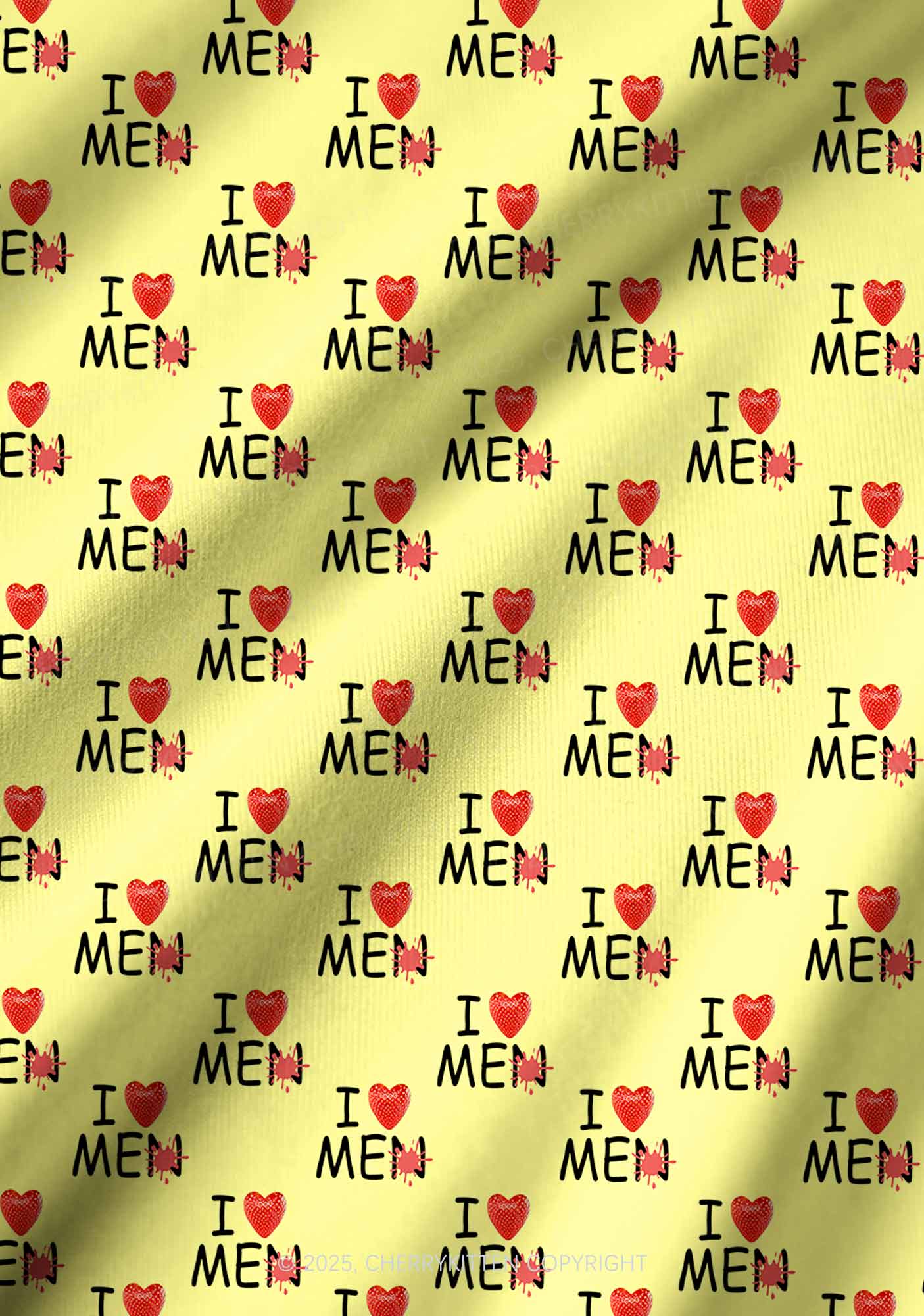 Love Me Not Men Yellow Valentine's Day Y2K Print Long Sleeve Pajama Set Cherrykitten - Image 3