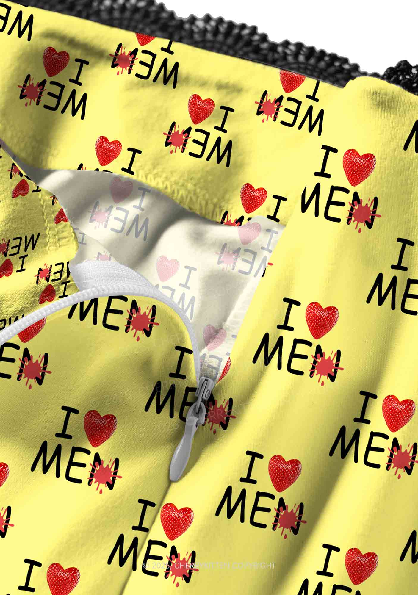Love Me Not Men Yellow Valentine's Day Y2K Print Midi Skirt Cherrykitten - Image 2