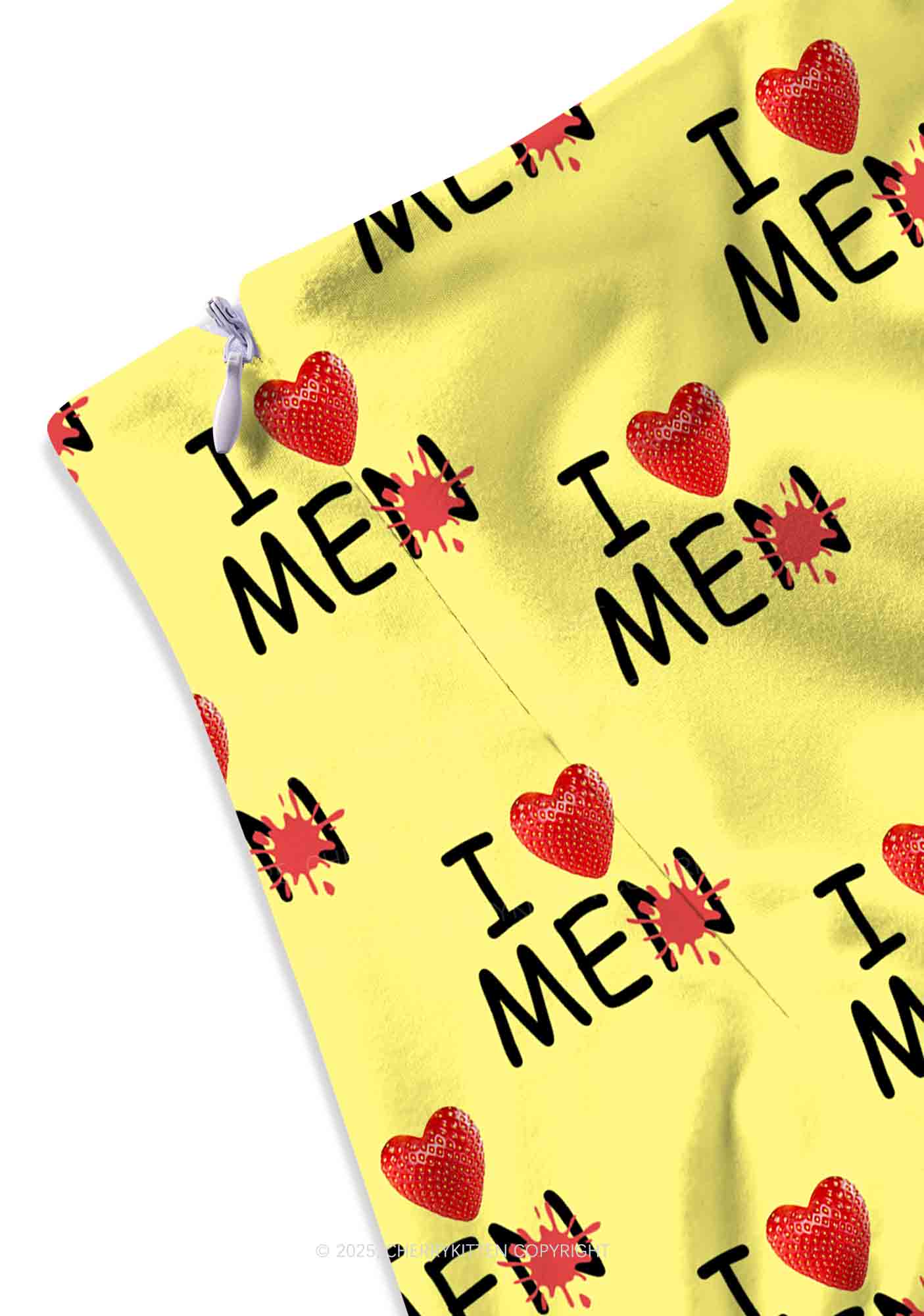 Love Me Not Men Yellow Valentine's Day Y2K Print Mini Skirt Cherrykitten - Image 2