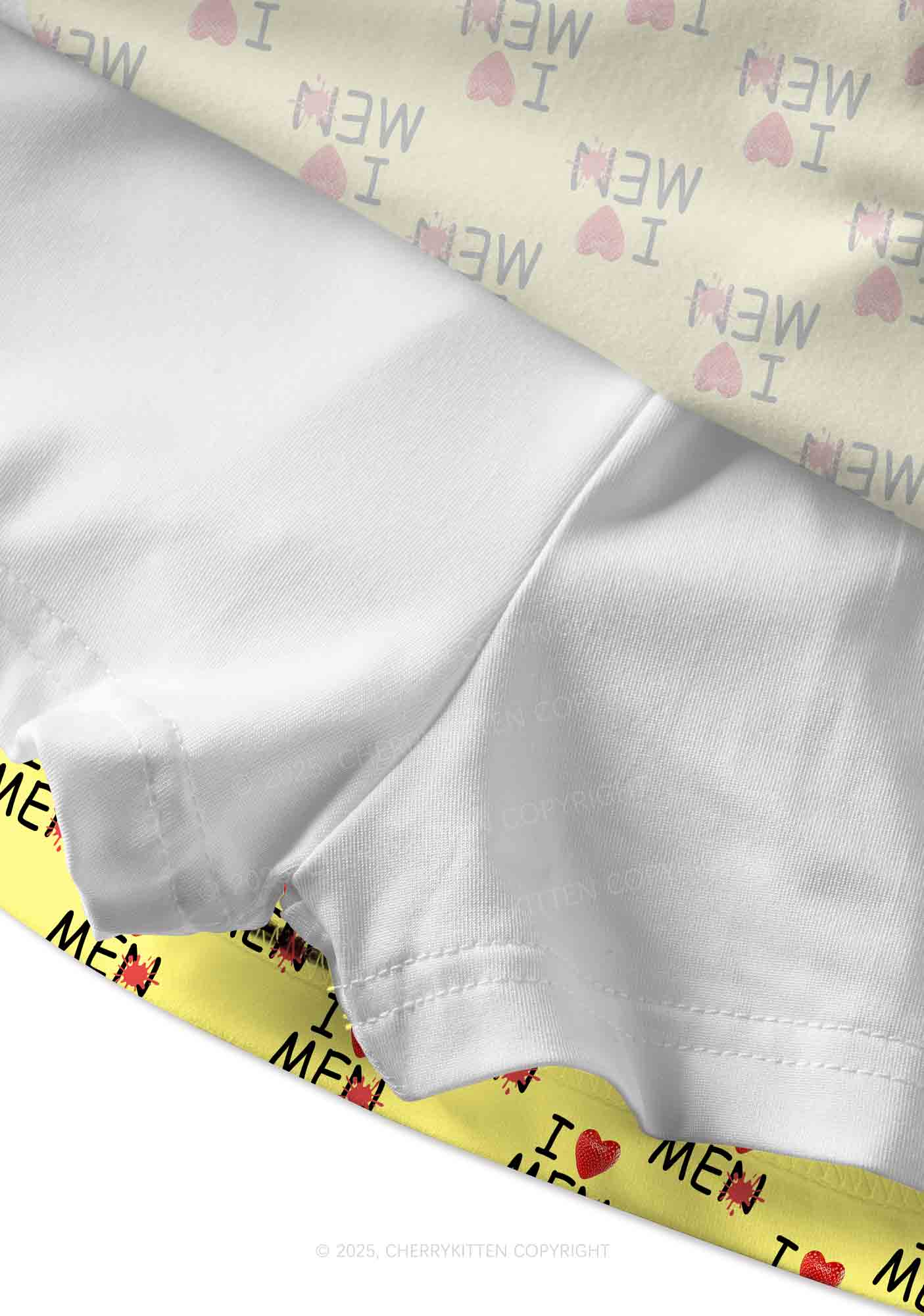 Love Me Not Men Yellow Valentine's Day Y2K Print Mini Skirt Cherrykitten - Image 3