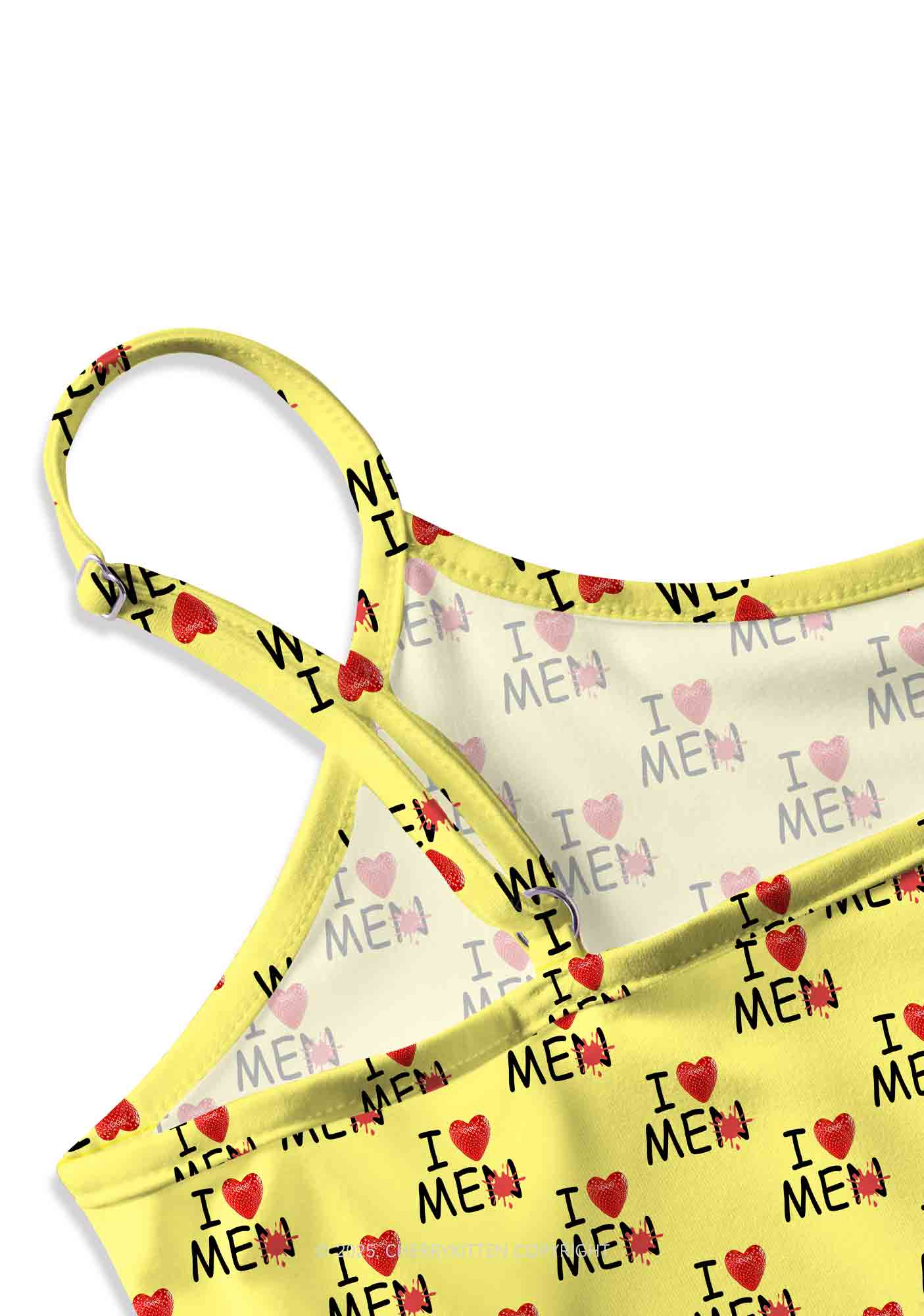 Love Me Not Men Yellow Valentine's Day Y2K Print Slip Dress Cherrykitten - Image 2