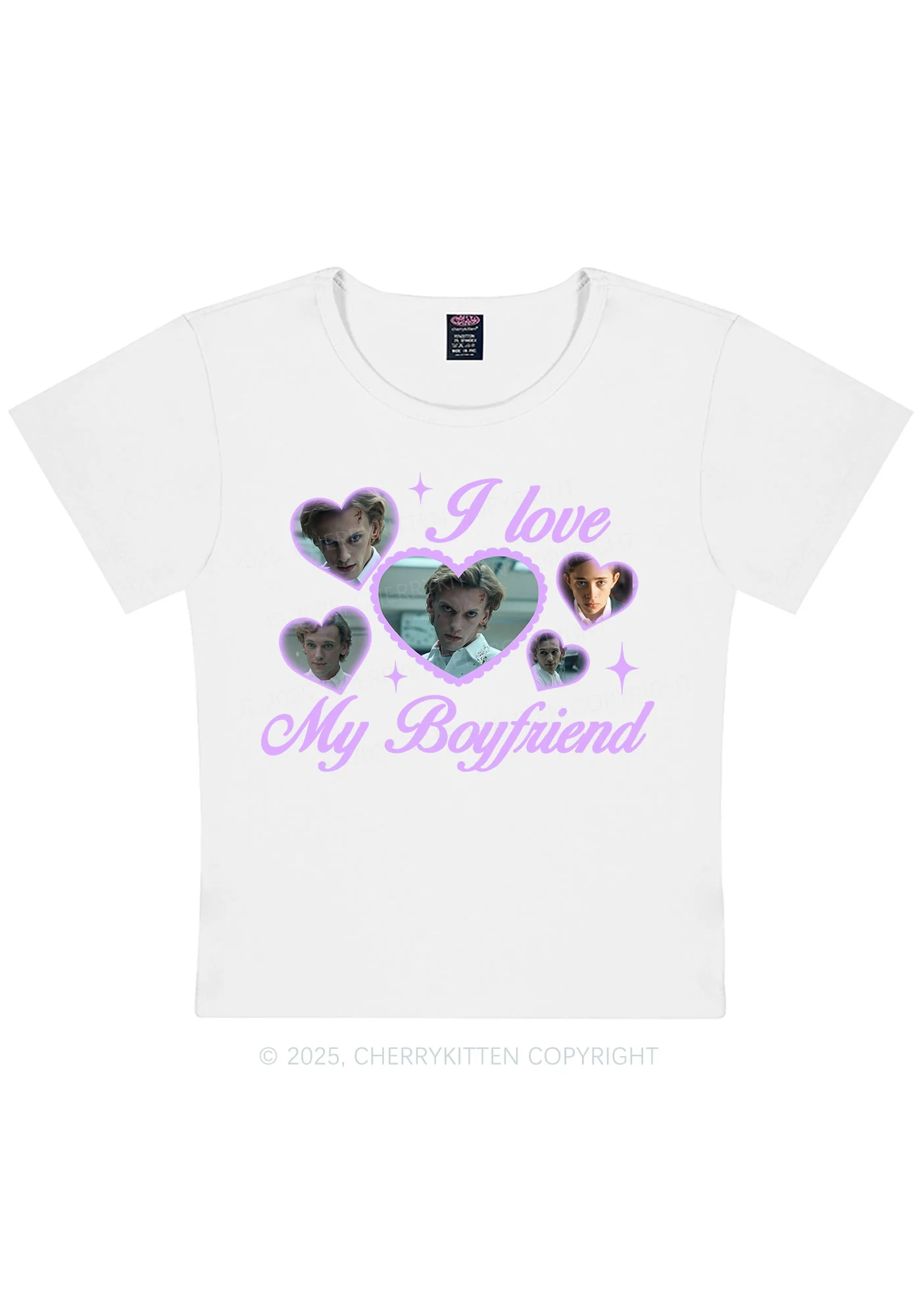 Love My Boyfriend Number One Y2K Baby Tee Cherrykitten - Image 3